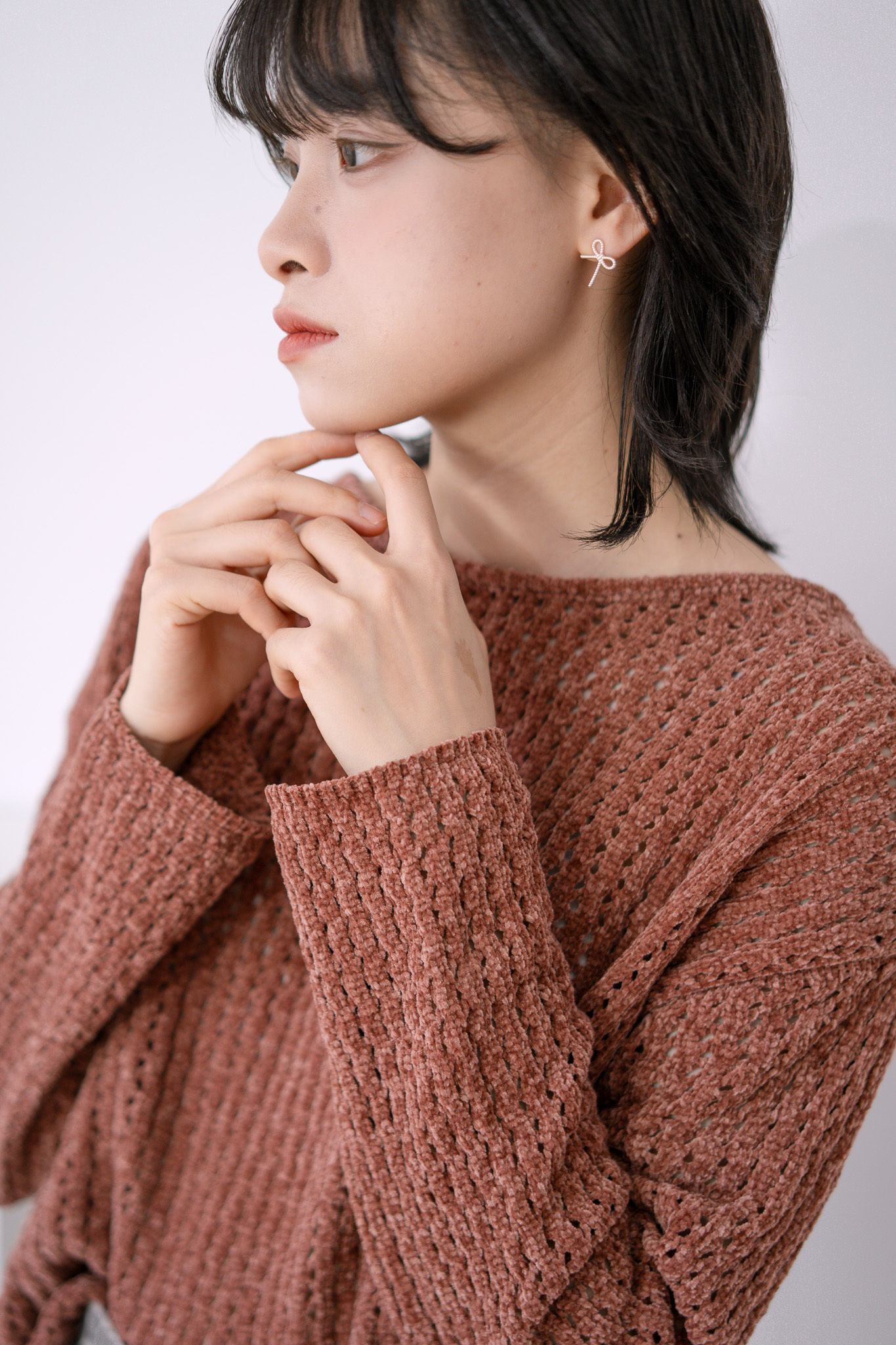 復古軟糯雪尼爾洞洞上衣 - BL44384