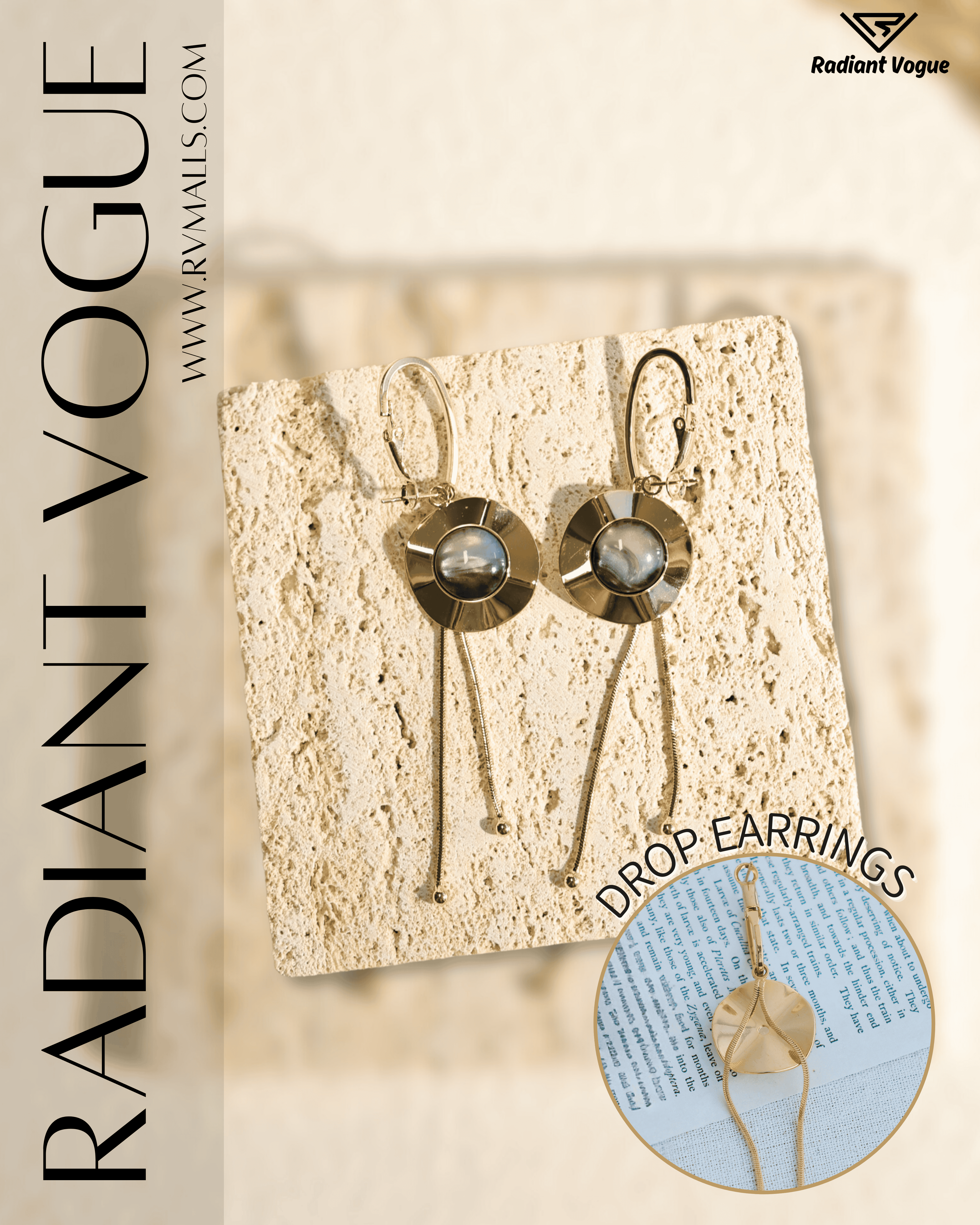 經典金色電鍍表面搭配貝殼紋理, 流蘇設計增添動感與優雅氣質, 適合搭配多種風格的時尚配件。