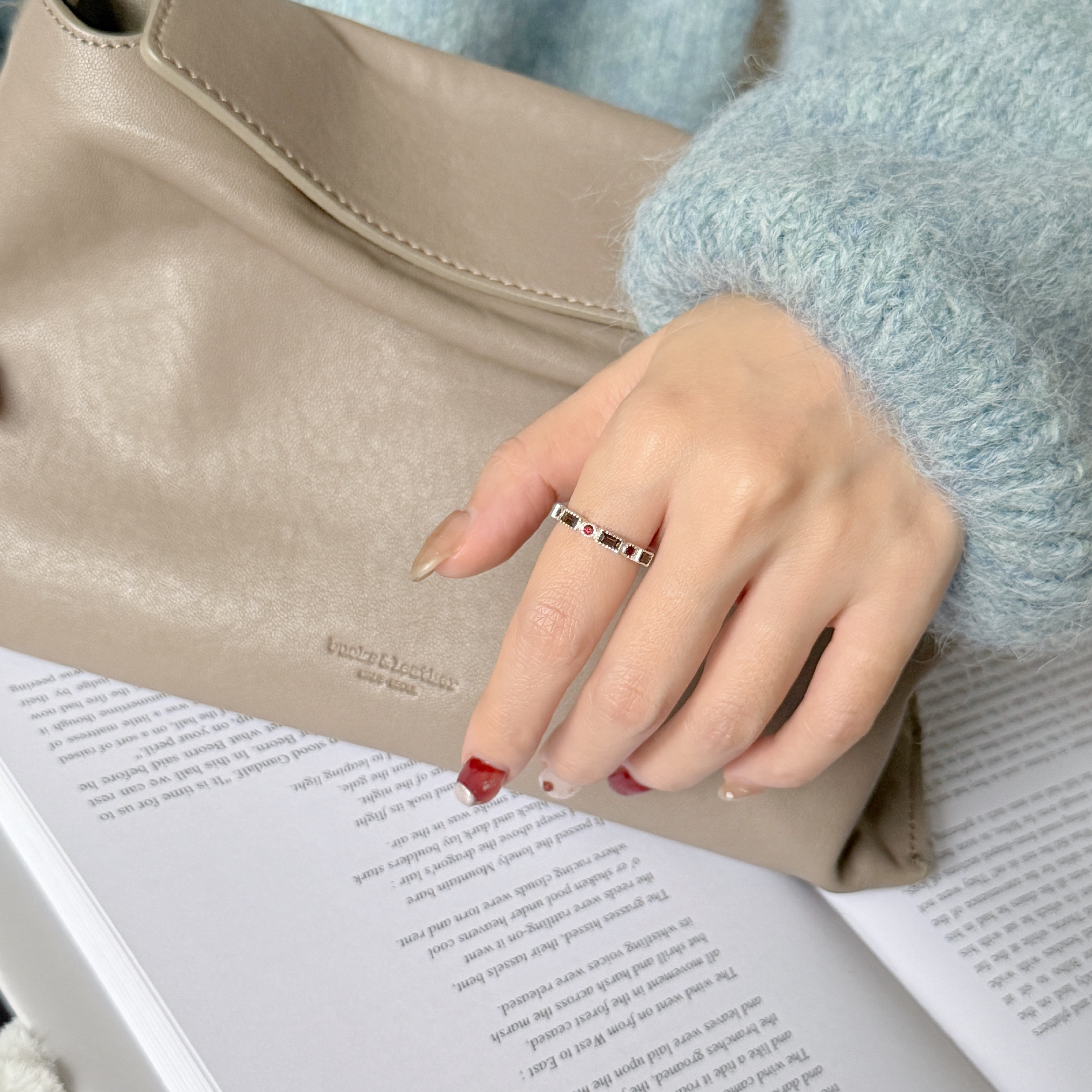 整圈蛋糕長方小圓茶晶石榴戒指