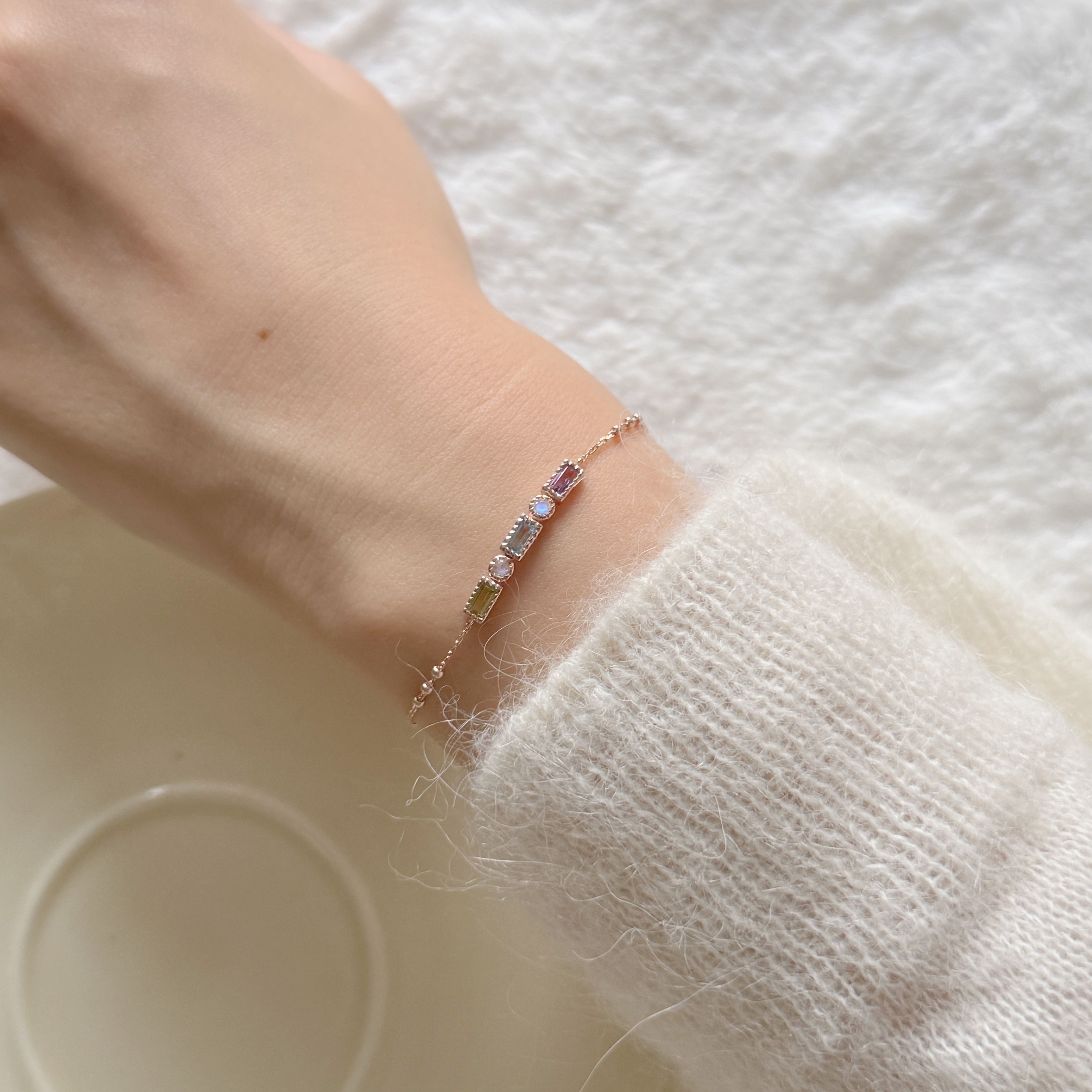 蛋糕長方小圓彩寶月光triplets手鍊