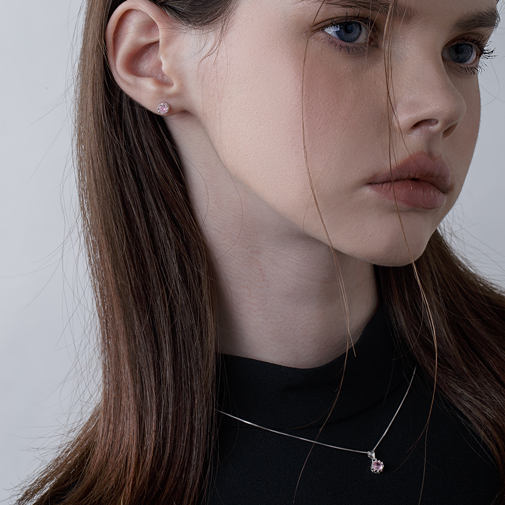 都會輕奢系列｜925純銀 巴黎粉(圓形) 耳環/項鍊 (112299/120781/117207/120783/112302)