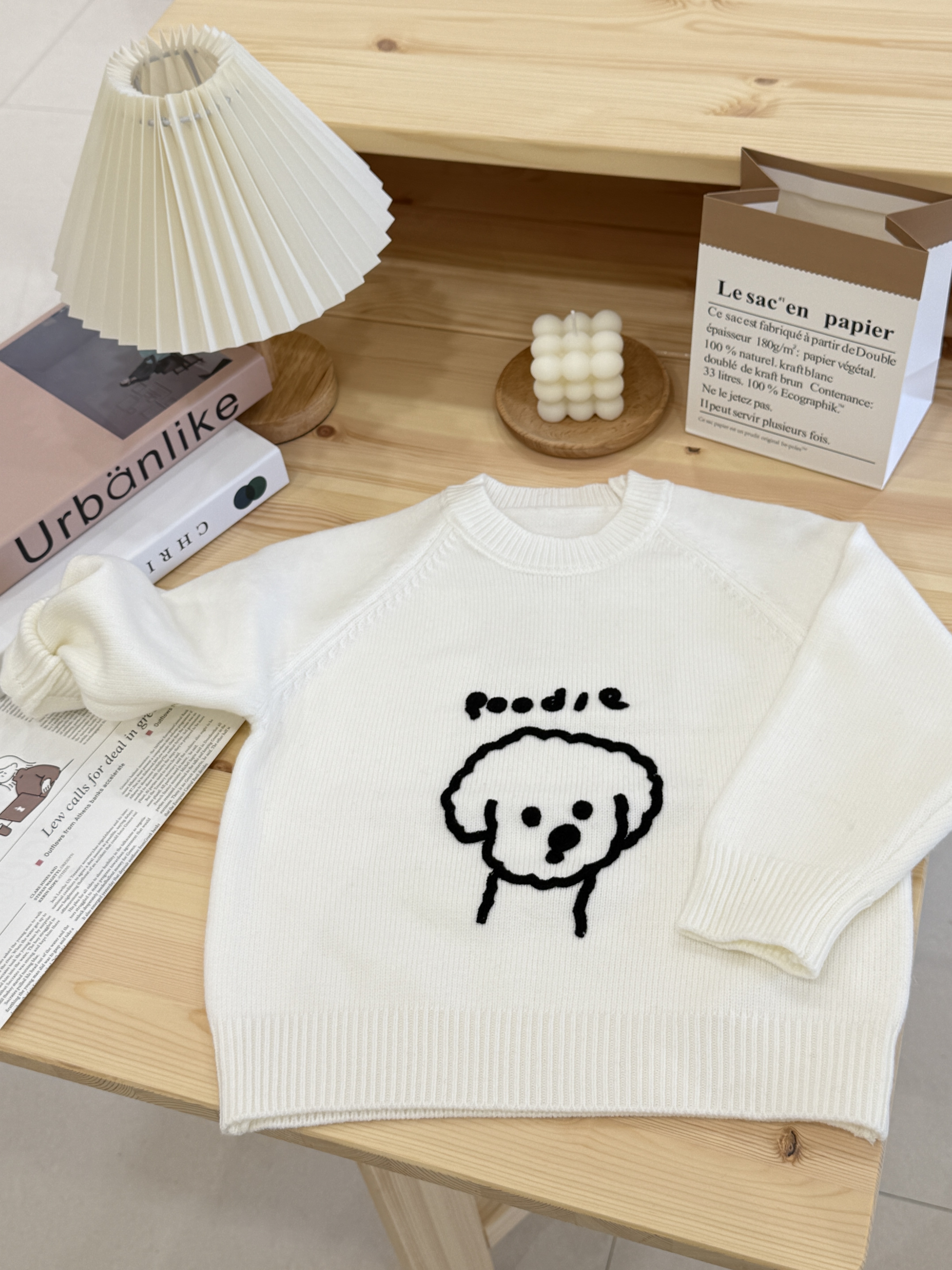 韓版刺繡卡通小狗針織衫