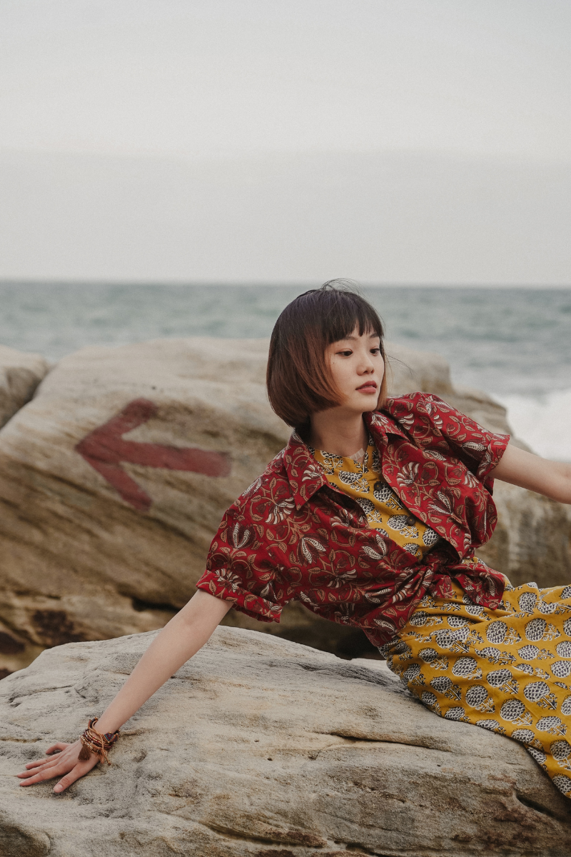 印度蓋染工藝親膚純棉 襯衫 - 山茶花