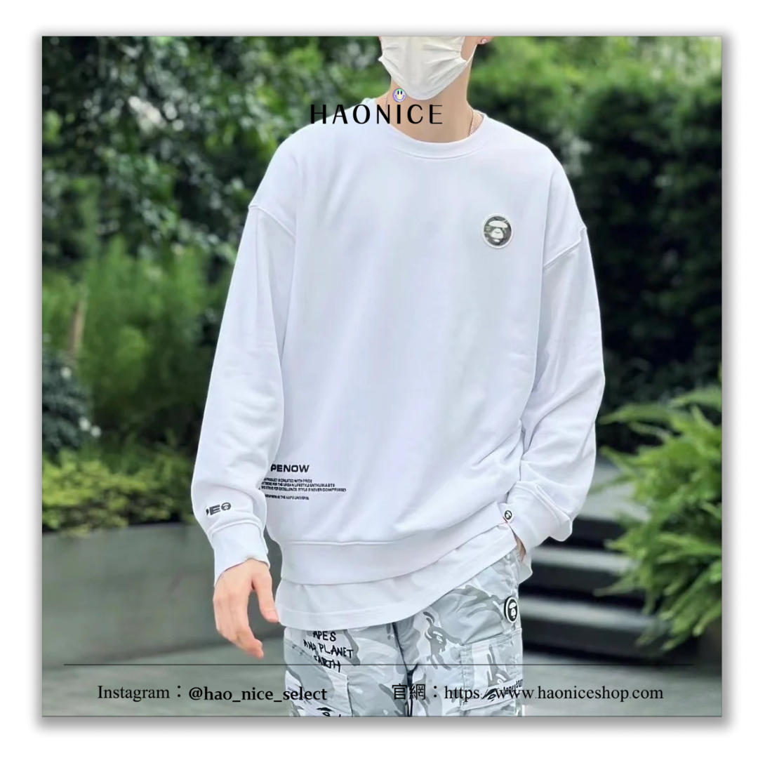 【HAO NICE 】香港經銷商🇭🇰100%正品 日本潮流Aape 23FW秋冬爆款 經典徽章猿人頭小字母刺繡純棉長袖 大學T
