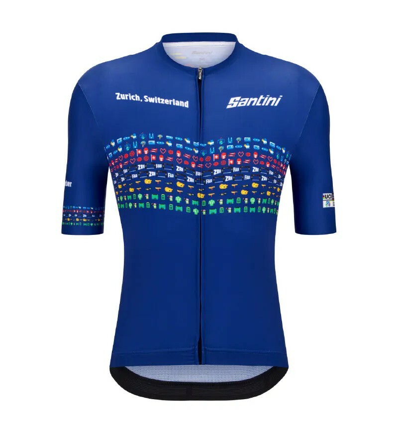 【Santini】2024 UCI蘇黎世公路世錦賽短袖車衣 不分性別 競賽貼身 -海軍藍