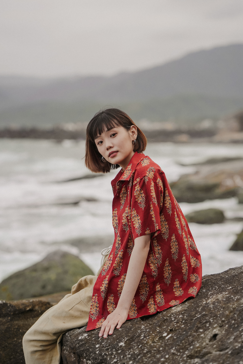 印度蓋染工藝親膚純棉 襯衫 - 金魚草