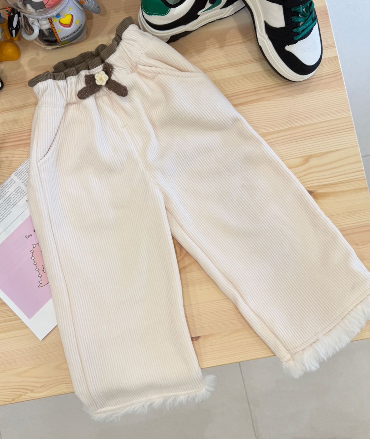 毛邊直筒褲 加絨加厚一體絨闊腿褲