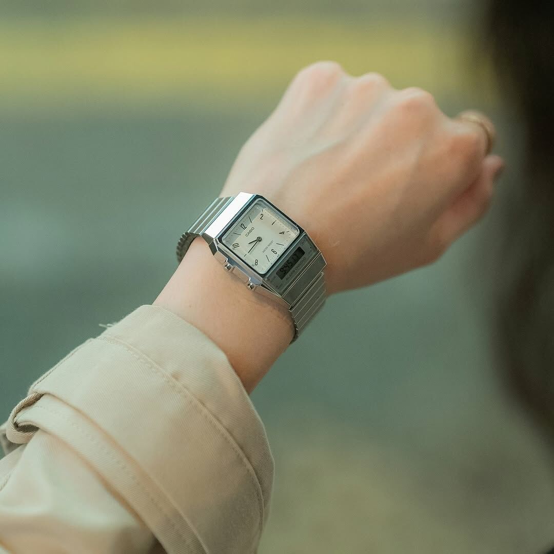 CASIO AQ-800E-7A2 白面 雙顯 長方形 復古錶 復刻版