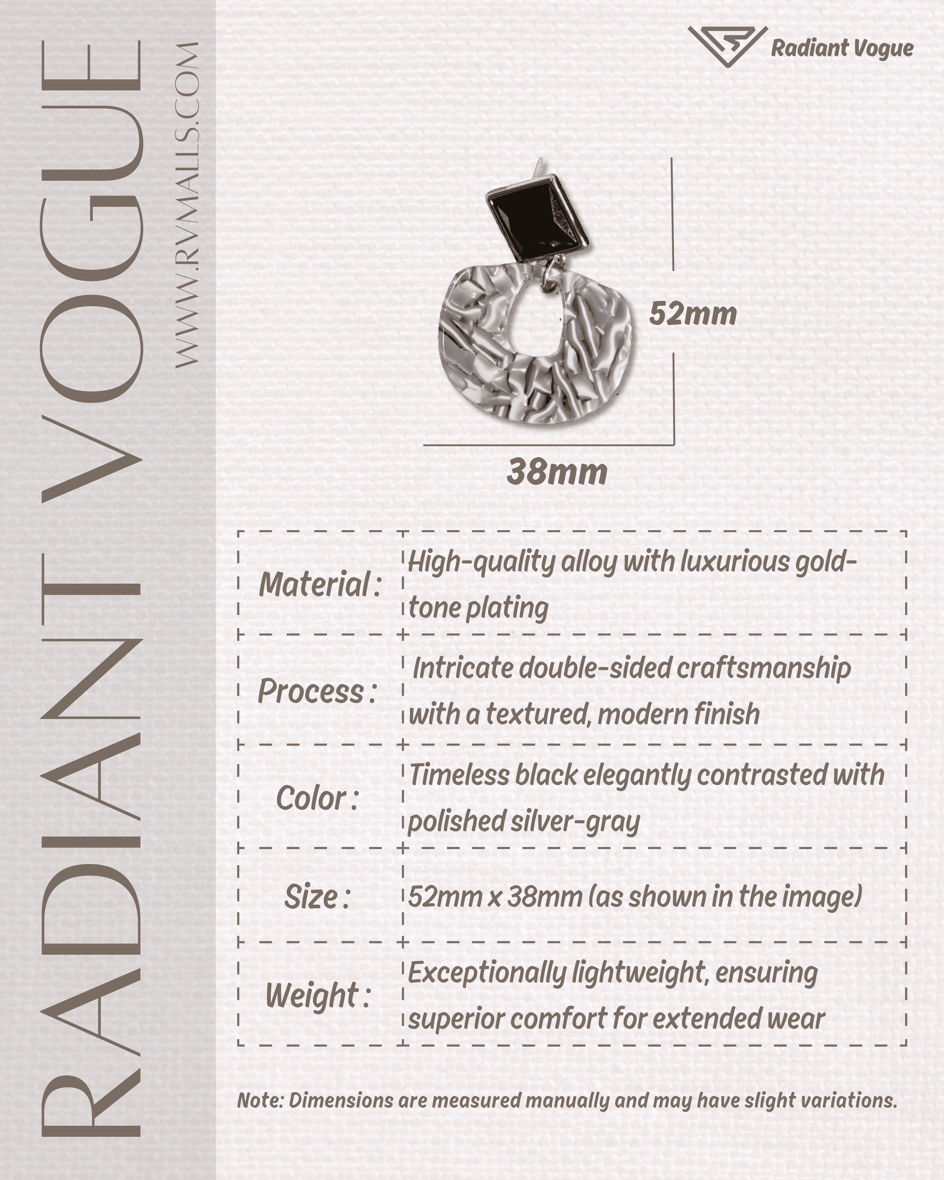 高品質合金材質, 黑銀撞色設計, 52mm x 38mm尺寸, 輕便舒適。