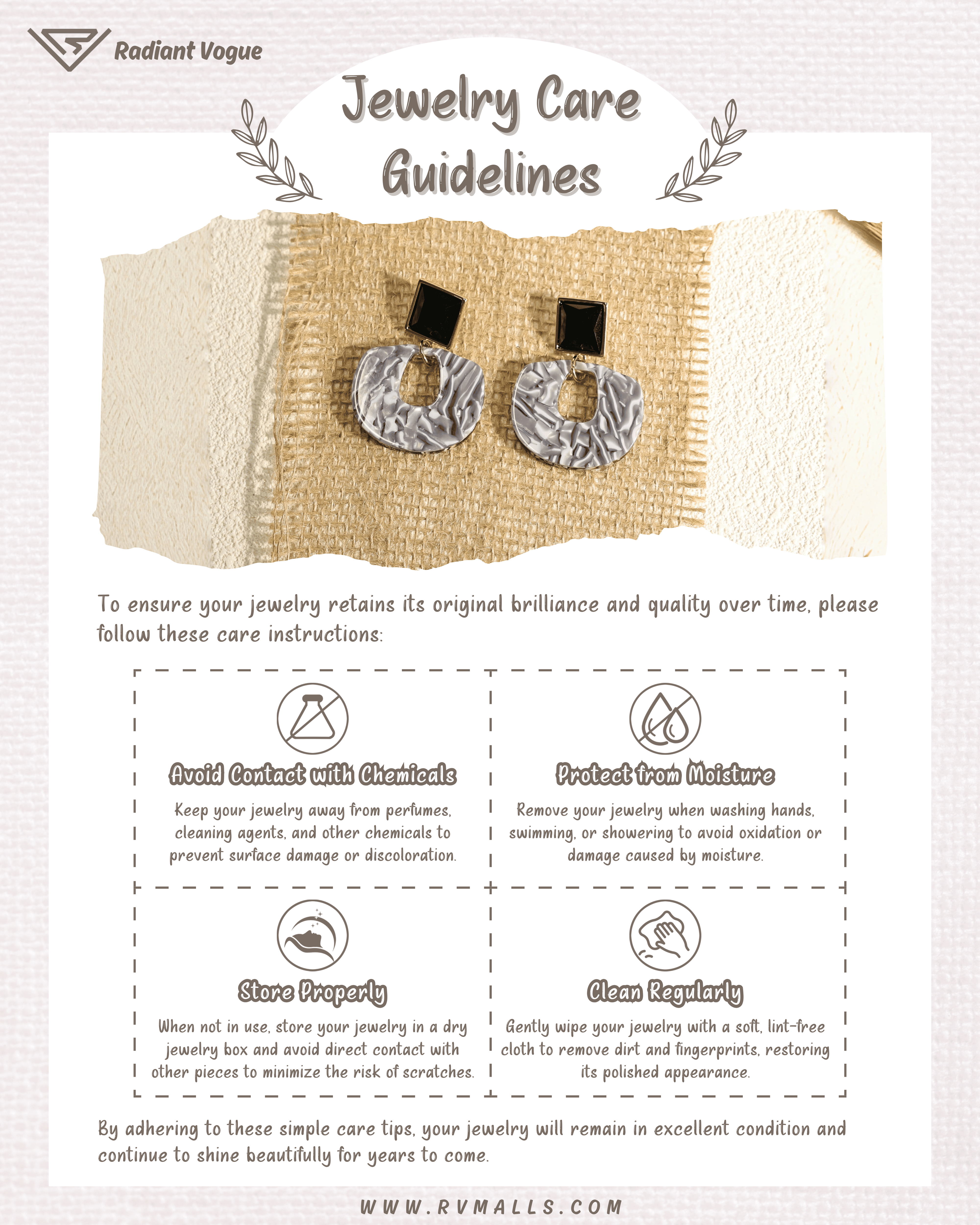 避免化學物質與濕氣, 正確存放與清潔方法, 延長耳環使用壽命。