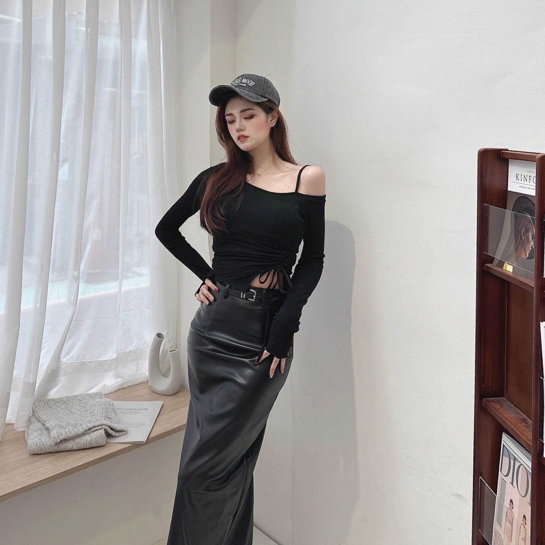 單肩側抓皺BRATOP/三色