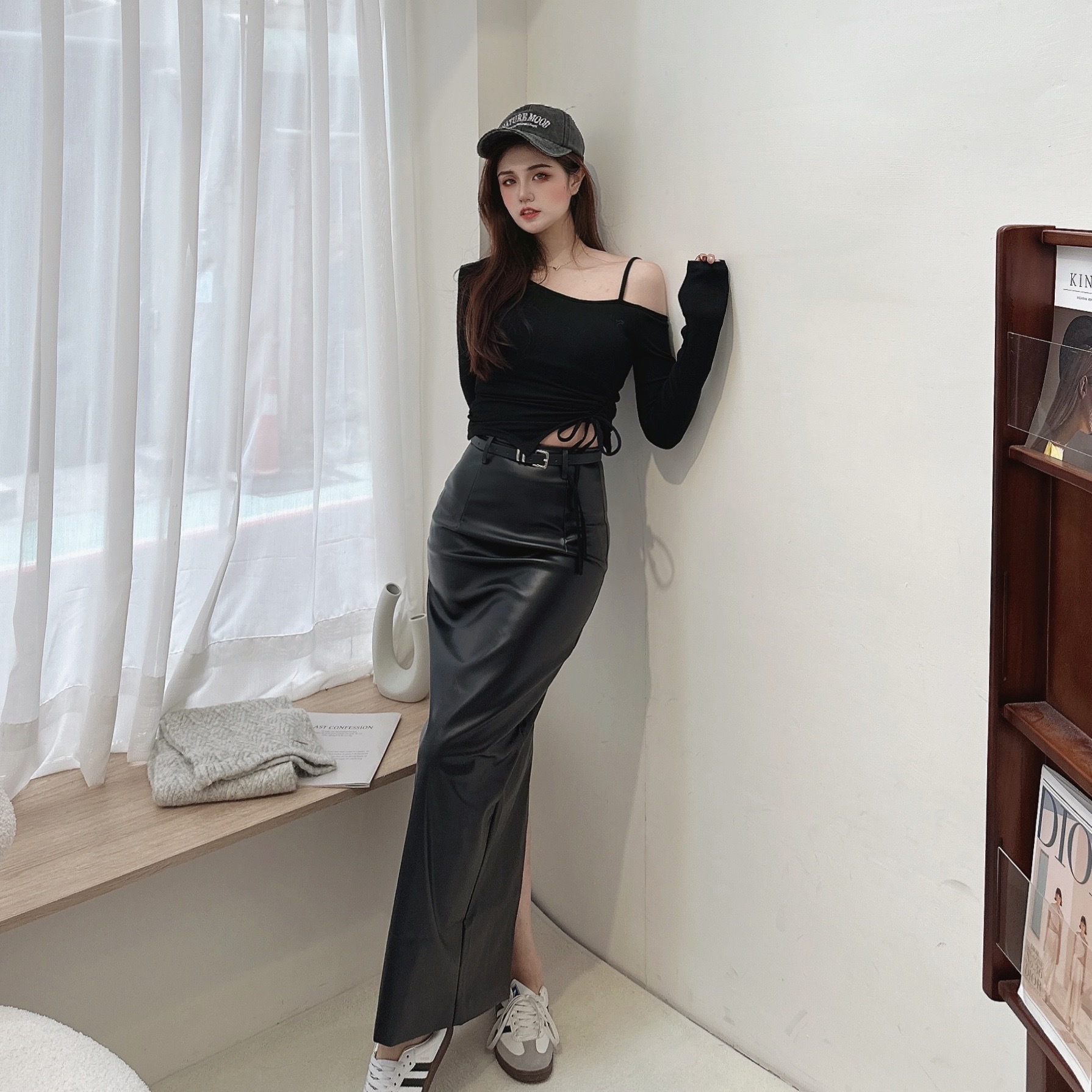 單肩側抓皺BRATOP/三色