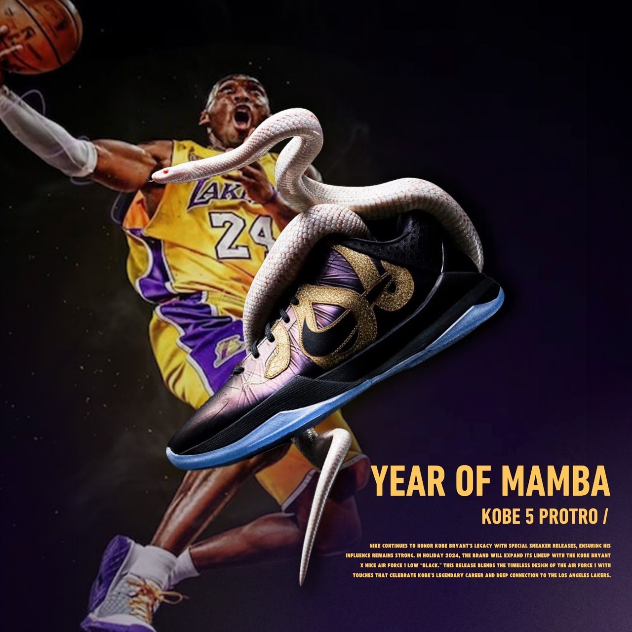 NICEDAY 代購 Nike Kobe 5 Protro Year of the Mamba Eggplant 蛇年 黑紫 男款 IB4481-500