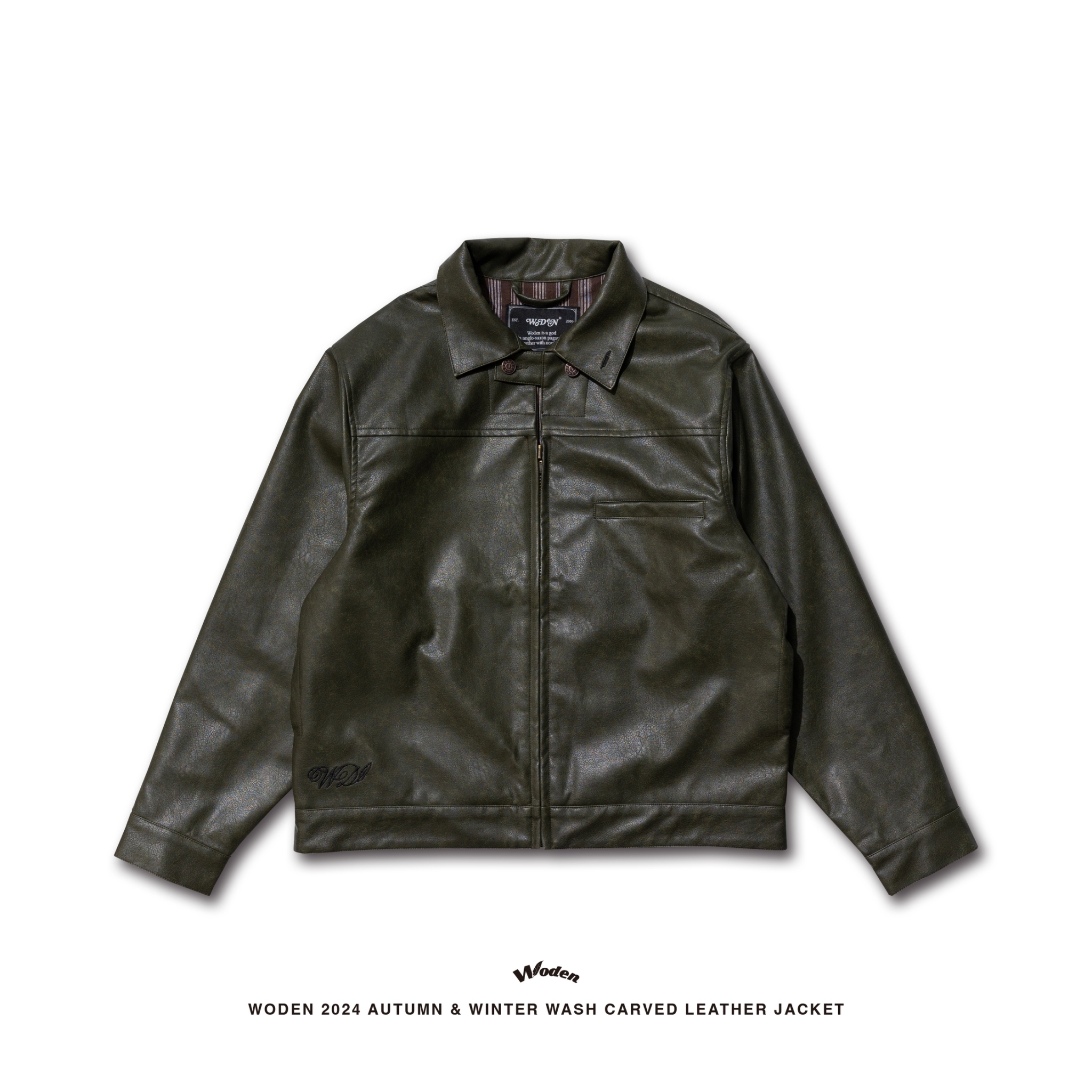 WODEN 2024 Autumn & Winter 056 Wash Carved Leather Jacket