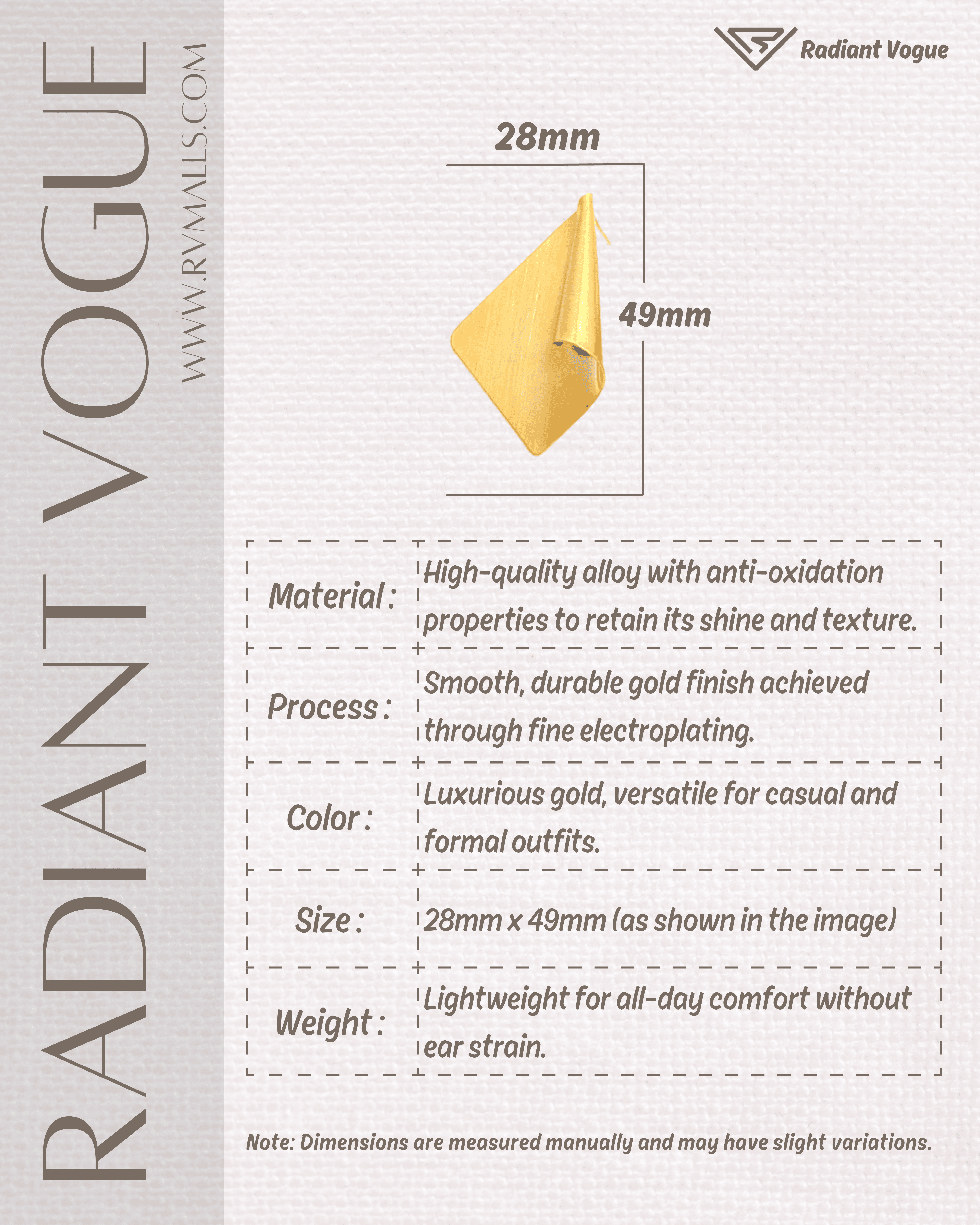 材質為優質銅, 輕便設計僅8克, 尺寸28mm x 49mm。