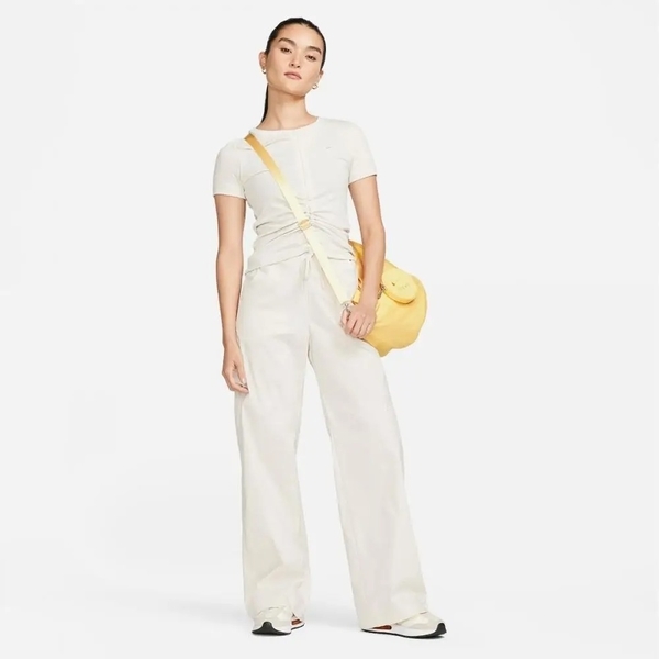 NIKE 短T NSW 米白 羅紋 抽繩 短袖 上衣 女 FB8277-104