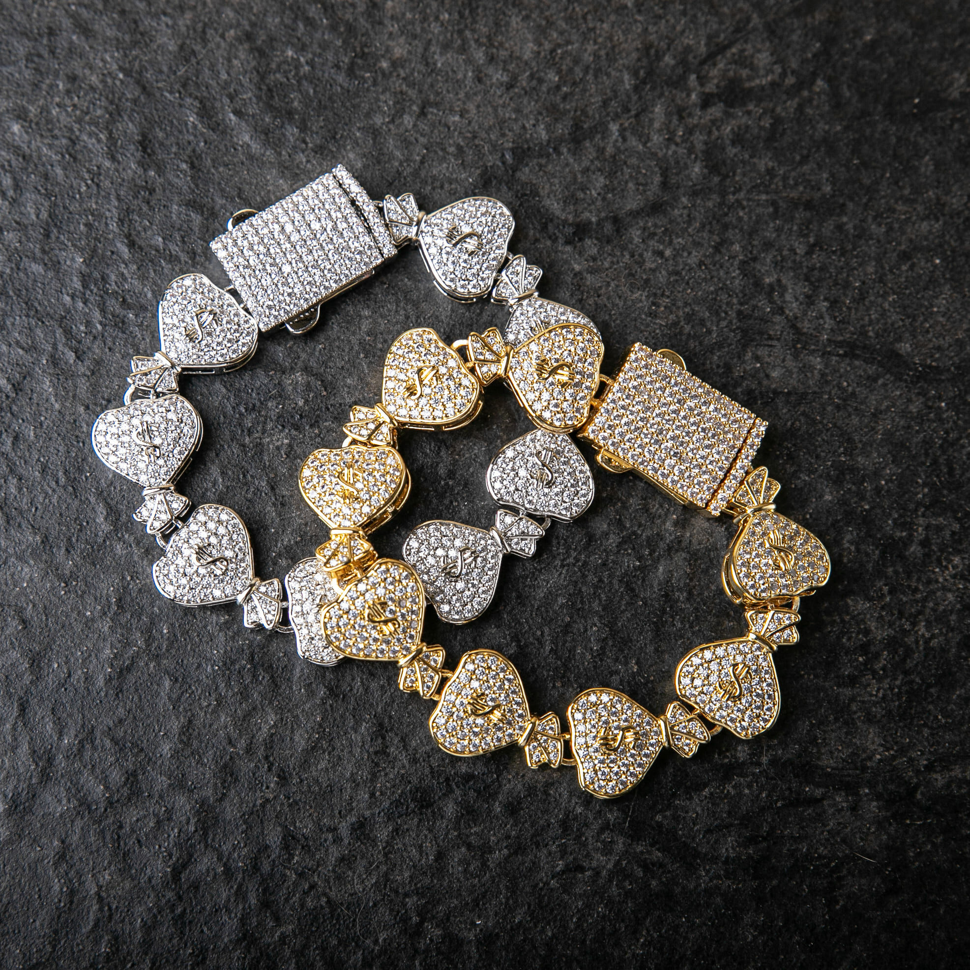 15mm滿鑲錢袋造型手鍊