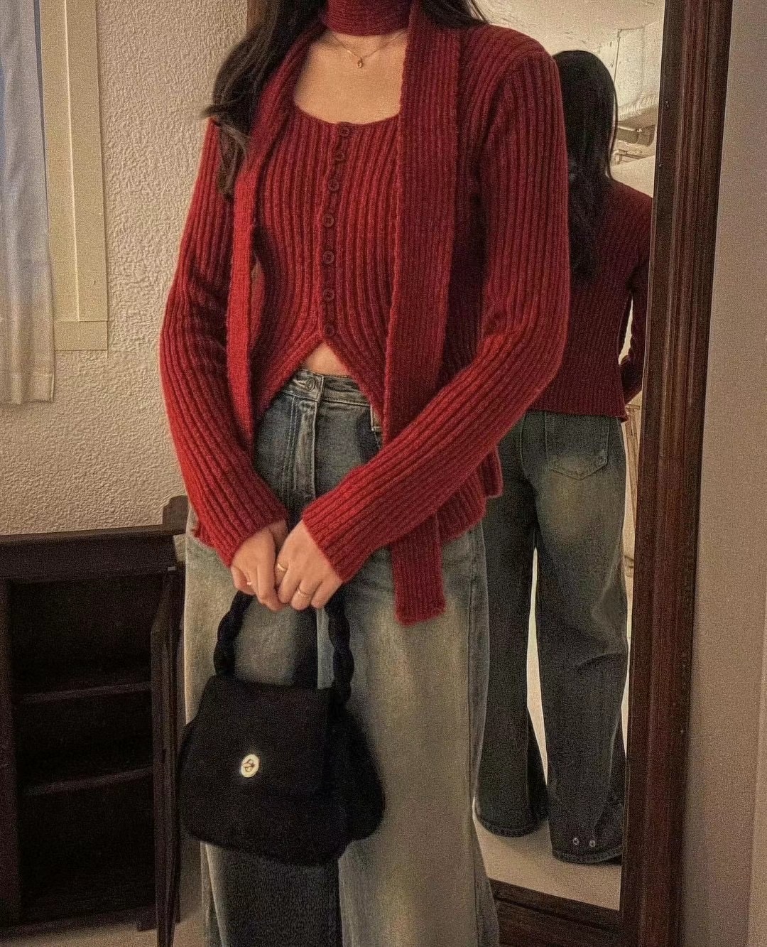 Sweet dating slim fit knit&scarf