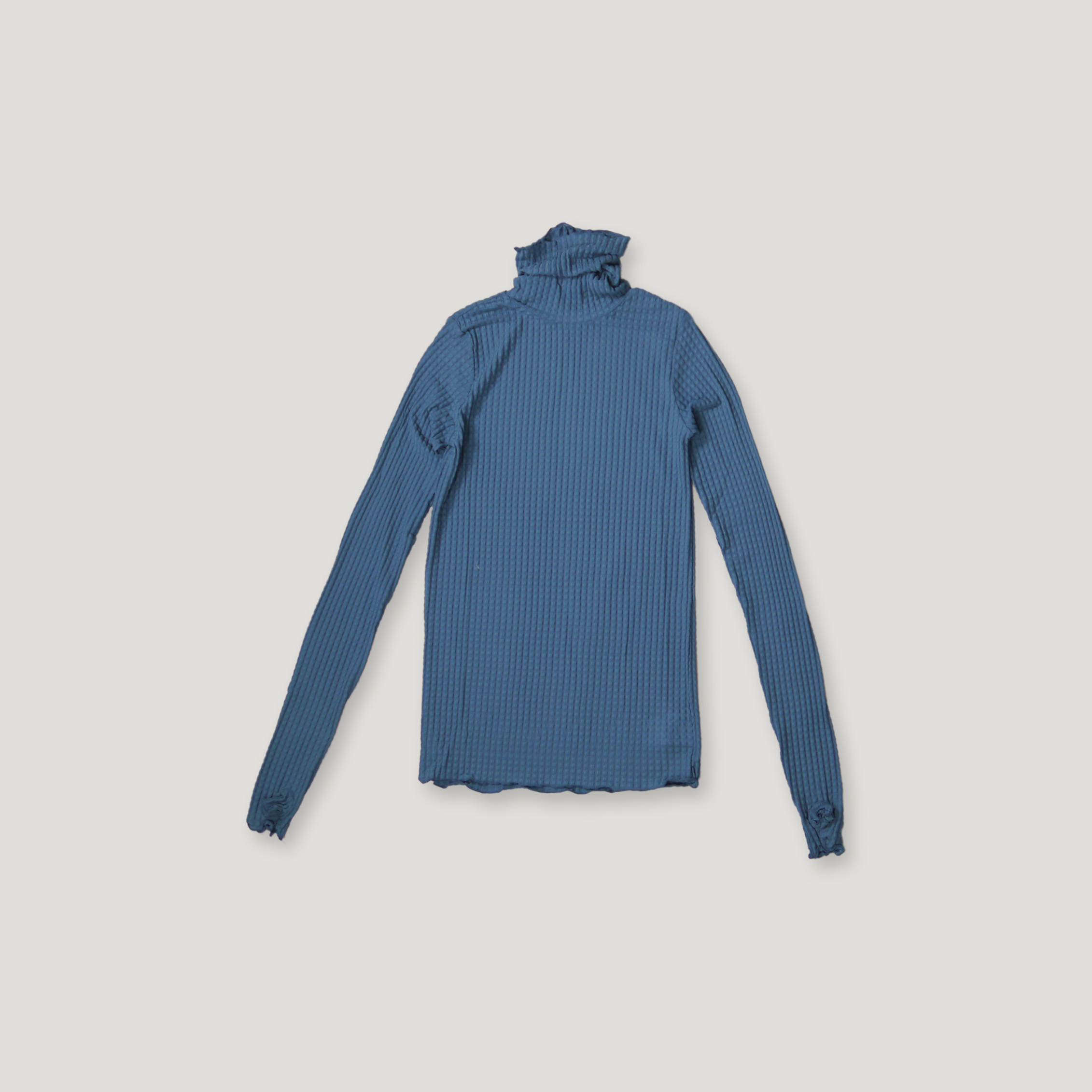 J.P.L. 高領維希格紋透紗指孔內搭上衣 ╭ 2色 ╮