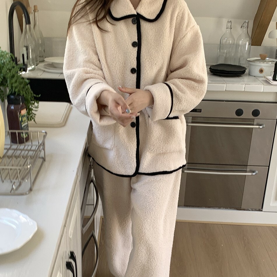 《5504》韓風加厚羊羔毛居家睡衣