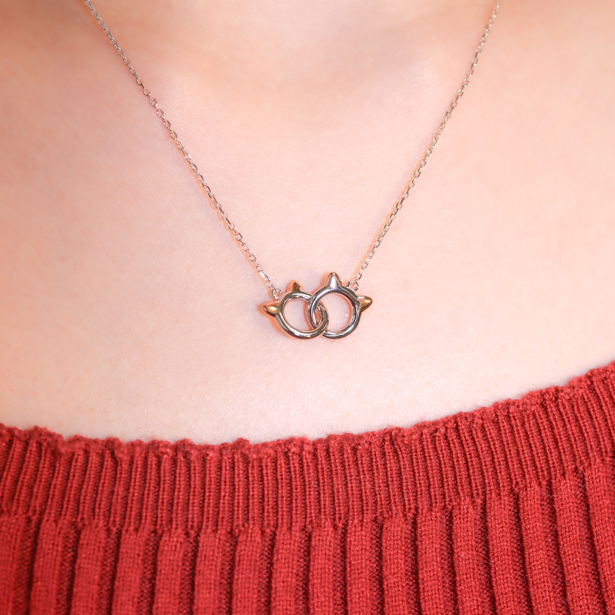 | 925純銀・白金・ 玫瑰金 | 喵趣不分開項鍊 | NE1293 |