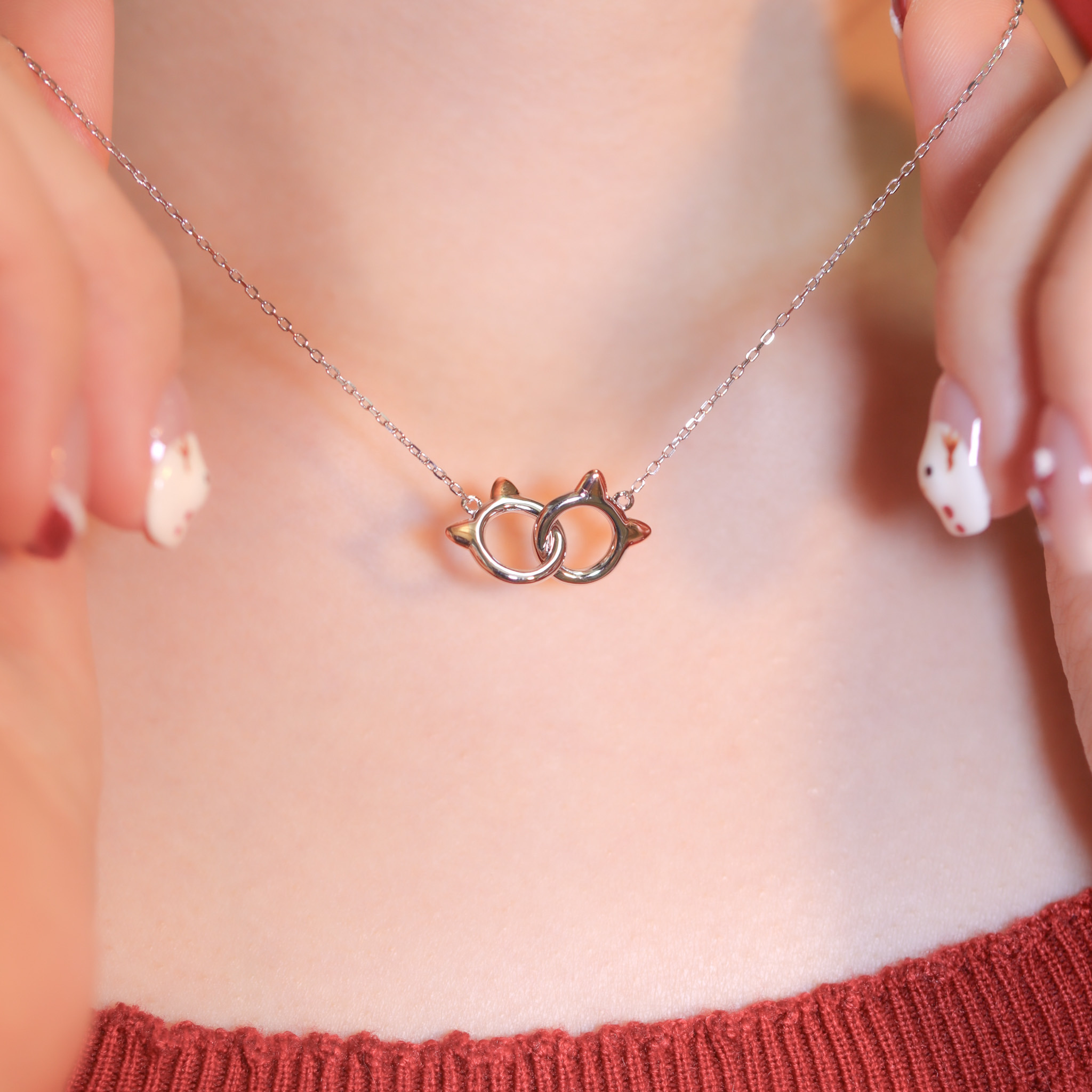 | 925純銀・白金・ 玫瑰金 | 喵趣不分開項鍊 | NE1293 |