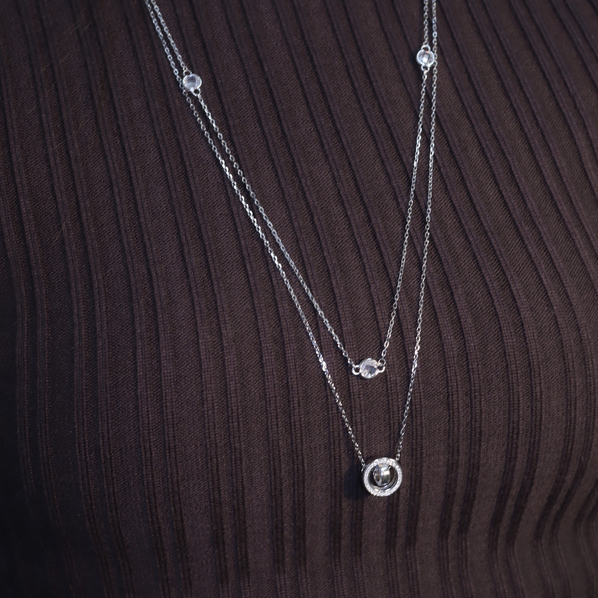 | 925純銀・厚鍍白金 | 只圍繞你雙層長項鍊 | NE1298 |