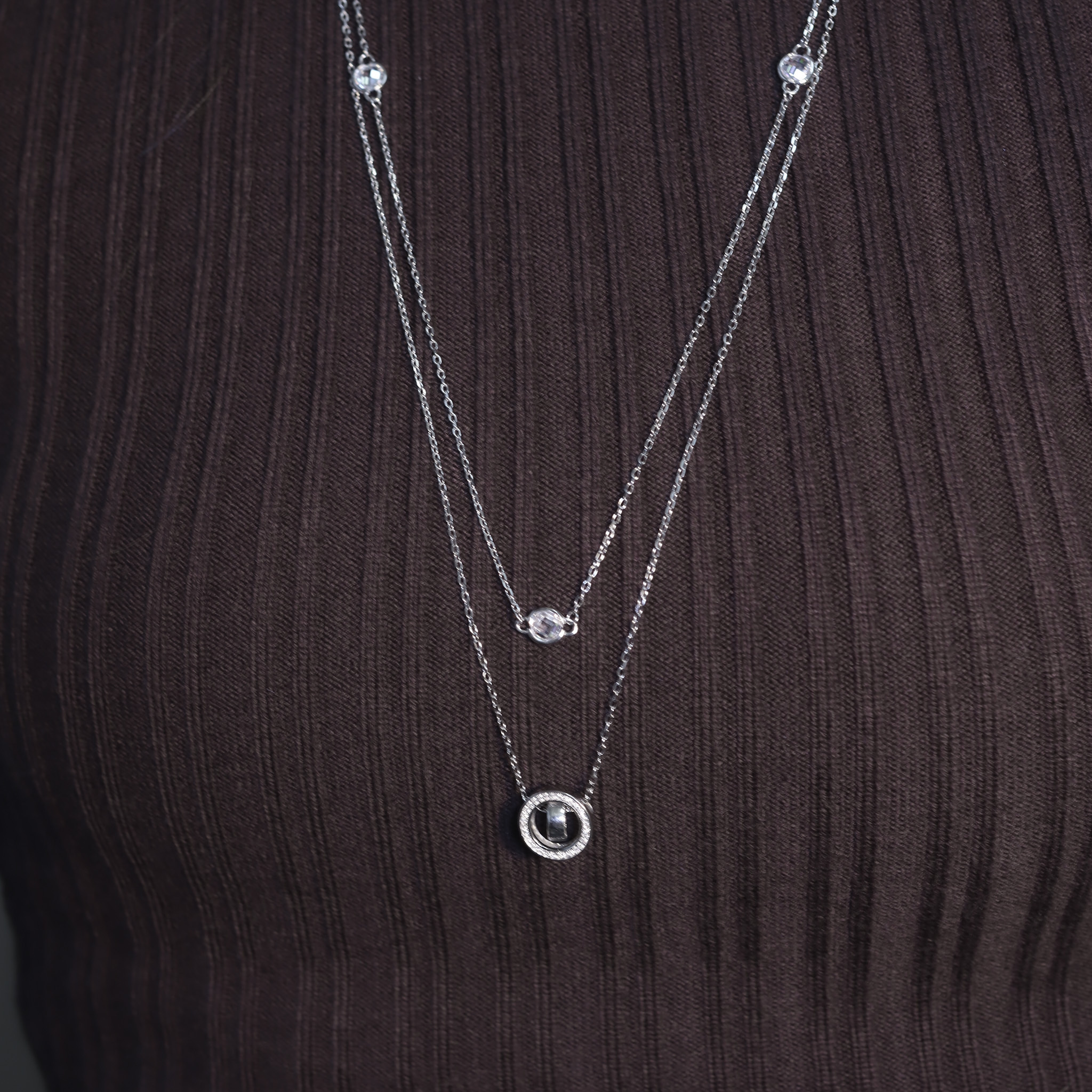 | 925純銀・厚鍍白金 | 只圍繞你雙層長項鍊 | NE1298 |