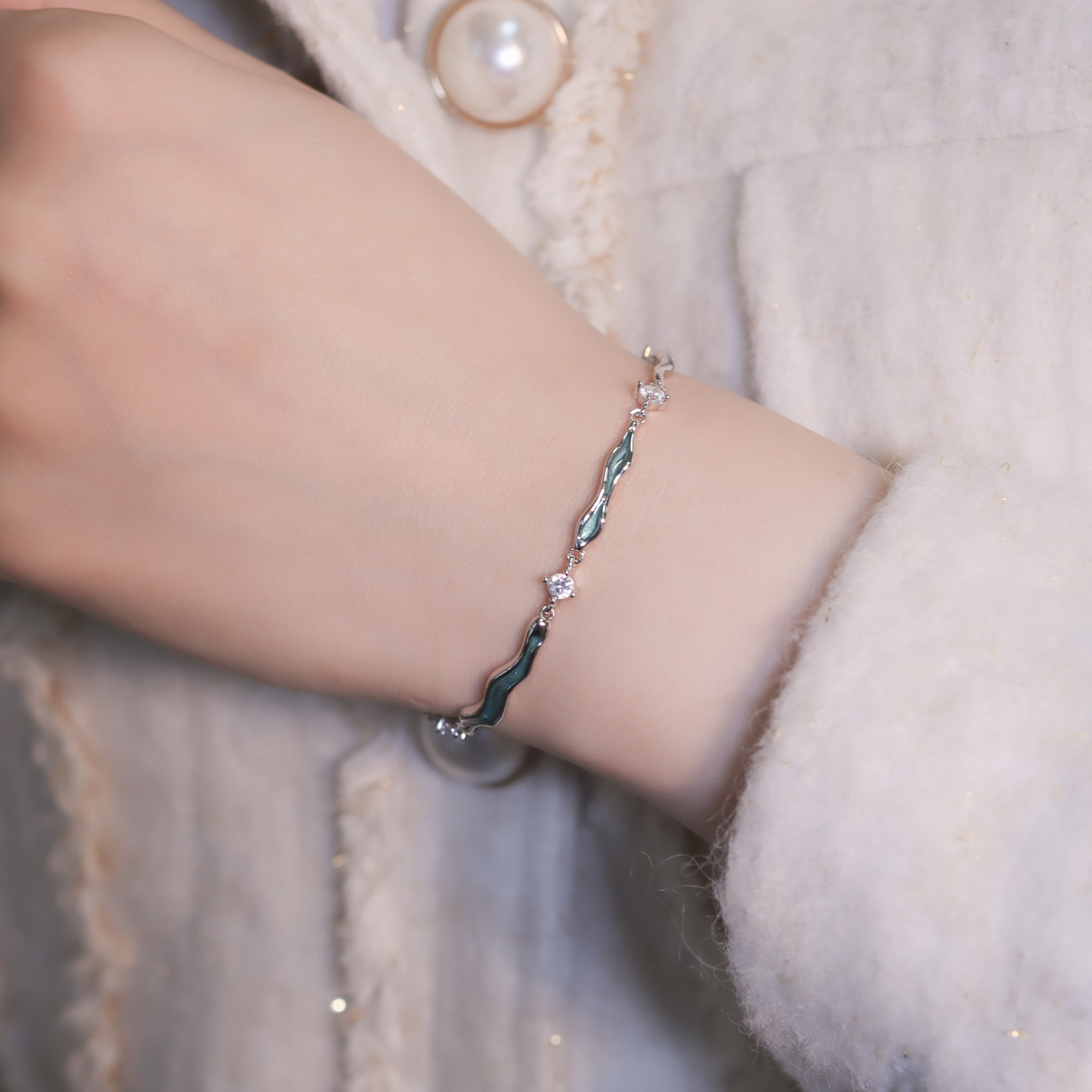 | 925純銀・白金 | 一抹沁意手鏈 | BR1218 |