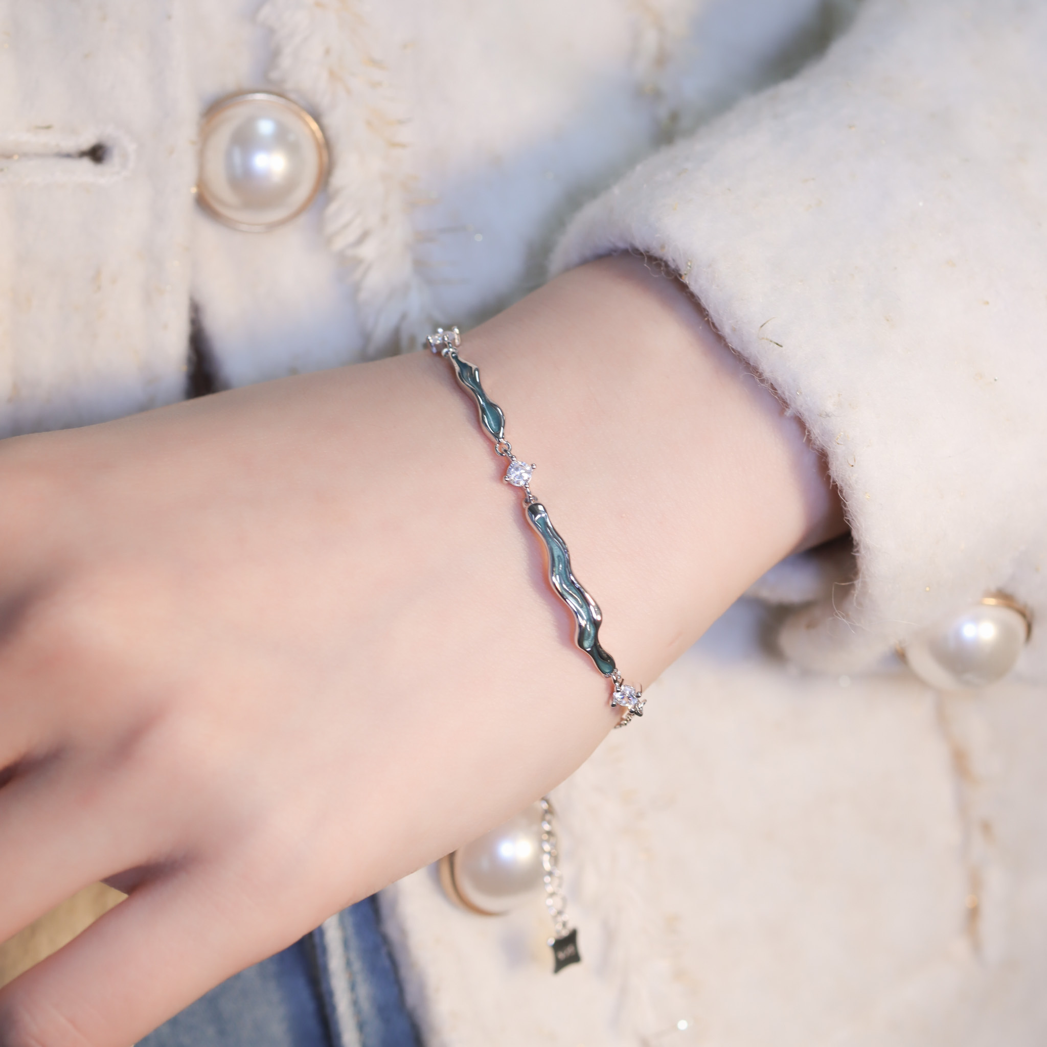 | 925純銀・白金 | 一抹沁意手鏈 | BR1218 |