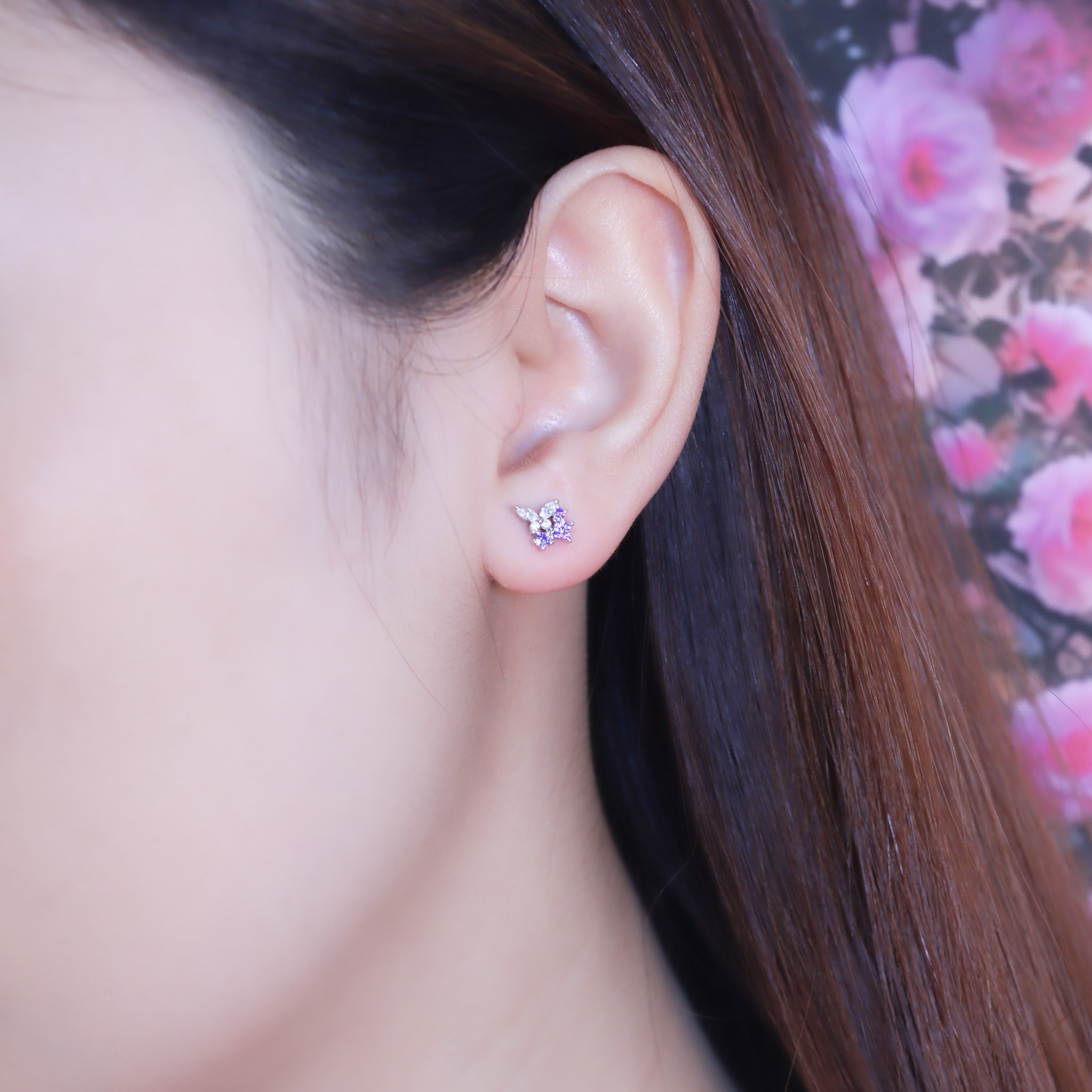 | 925純銀 | 漫紫小蝴蝶耳環  | EA0885 |