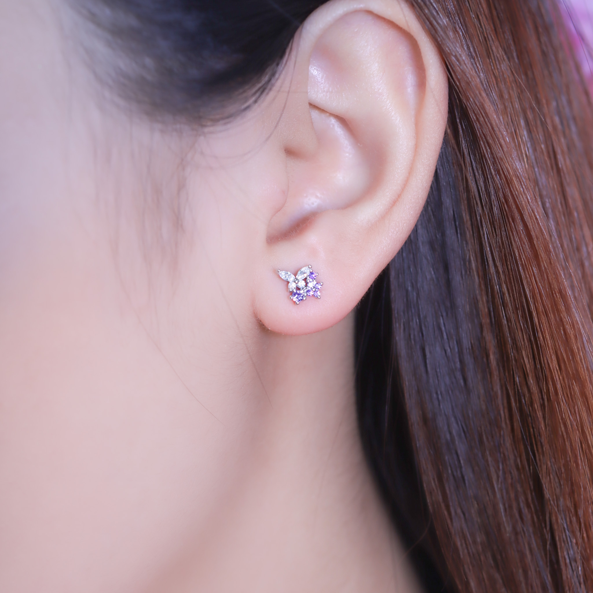 | 925純銀 | 漫紫小蝴蝶耳環  | EA0885 |