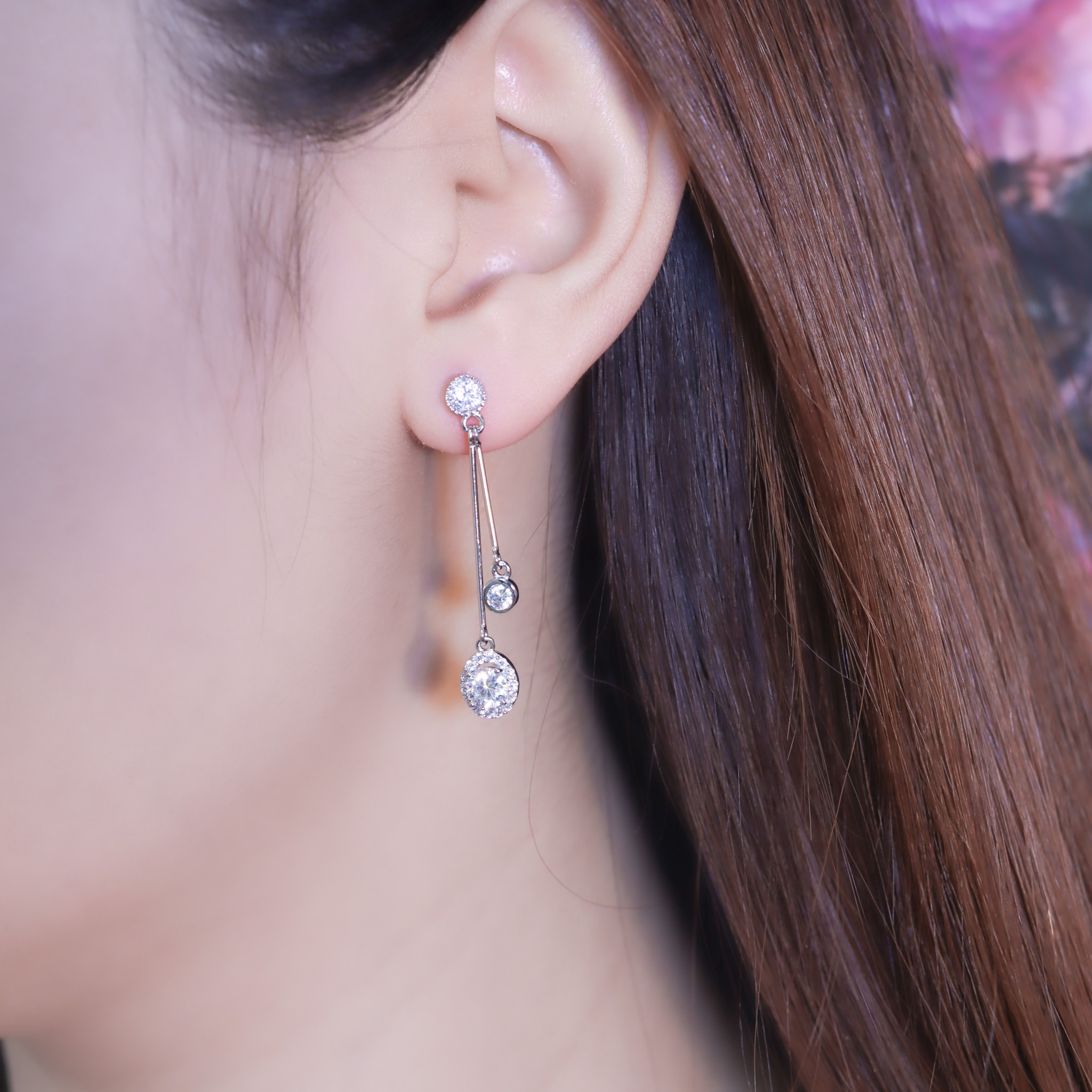 | 925純銀・白金・莫桑石 | 幸福精靈耳環 | EA0903 |