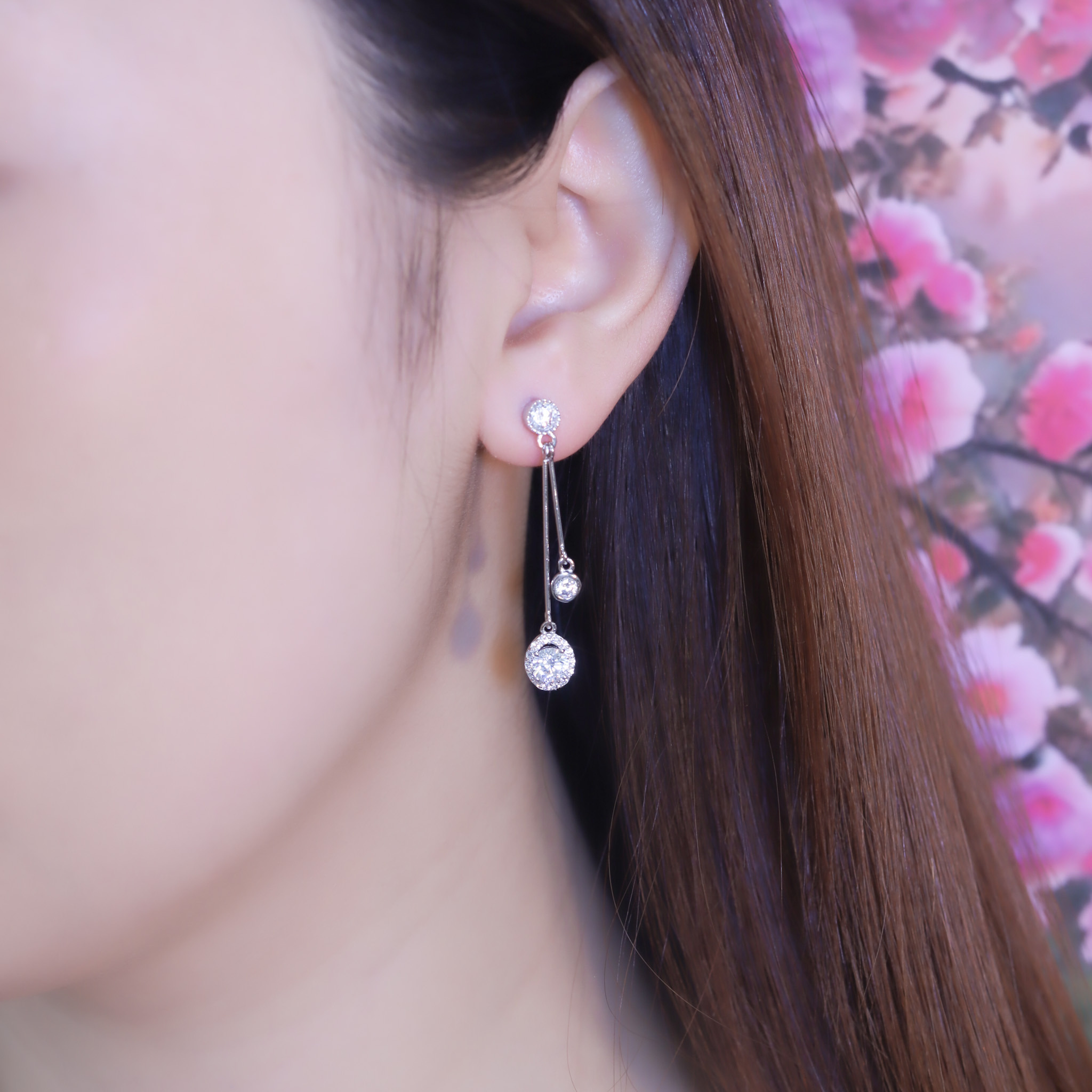 | 925純銀・白金・莫桑石 | 幸福精靈耳環 | EA0903 |