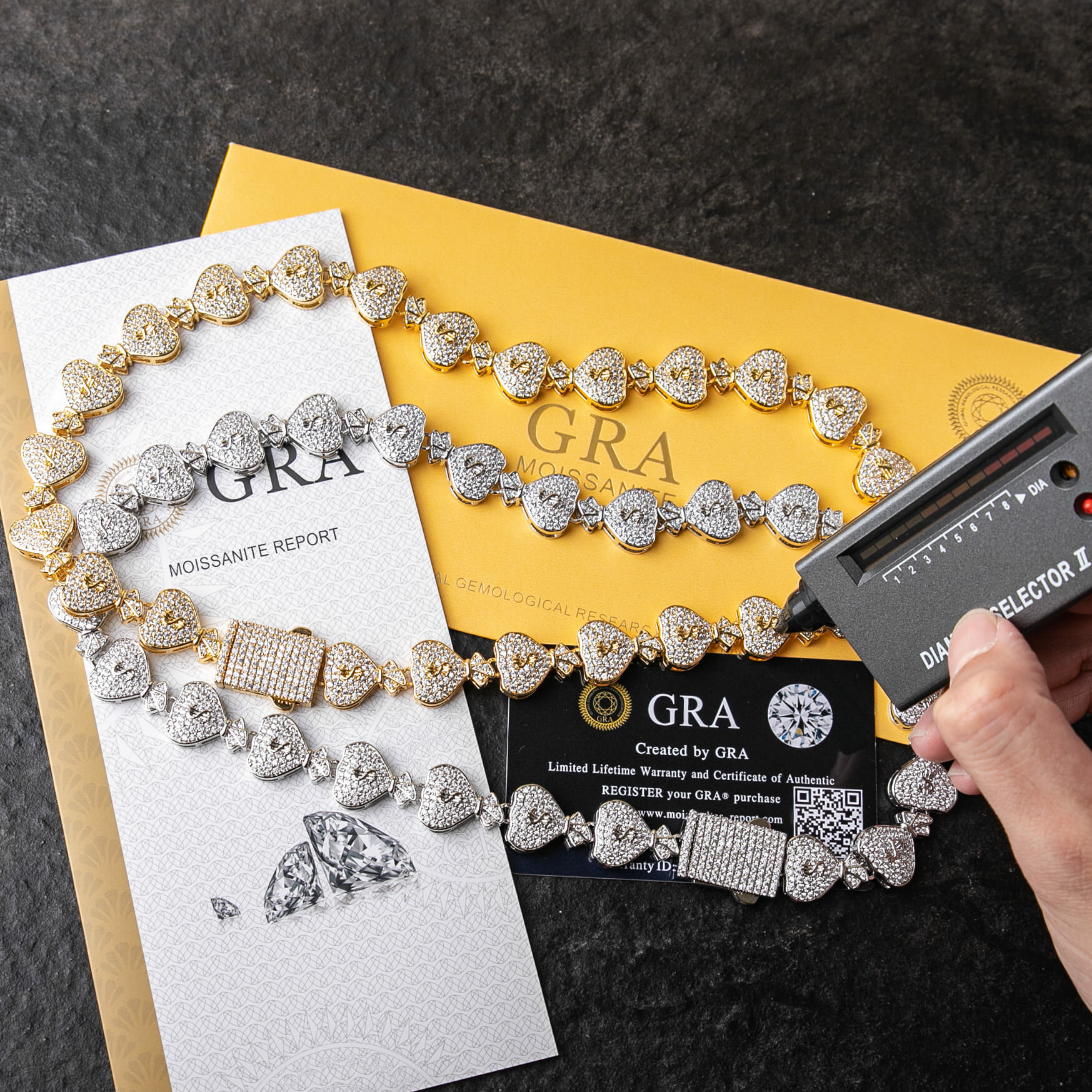 925純銀莫桑石15mm滿鑲錢袋造型項鍊