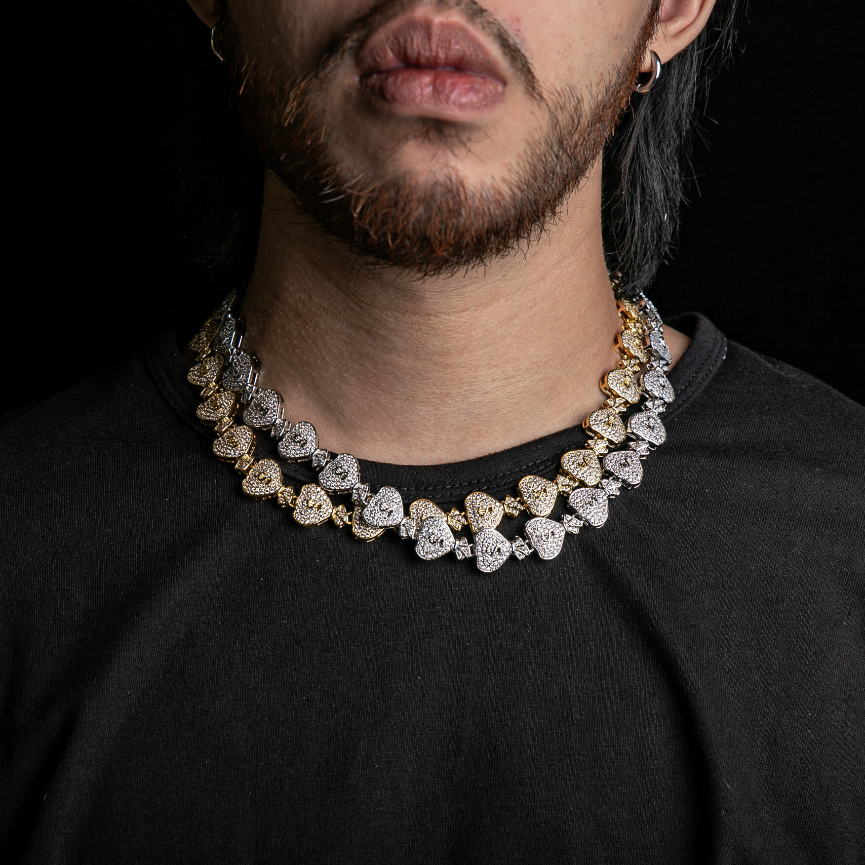 925純銀莫桑石15mm滿鑲錢袋造型項鍊