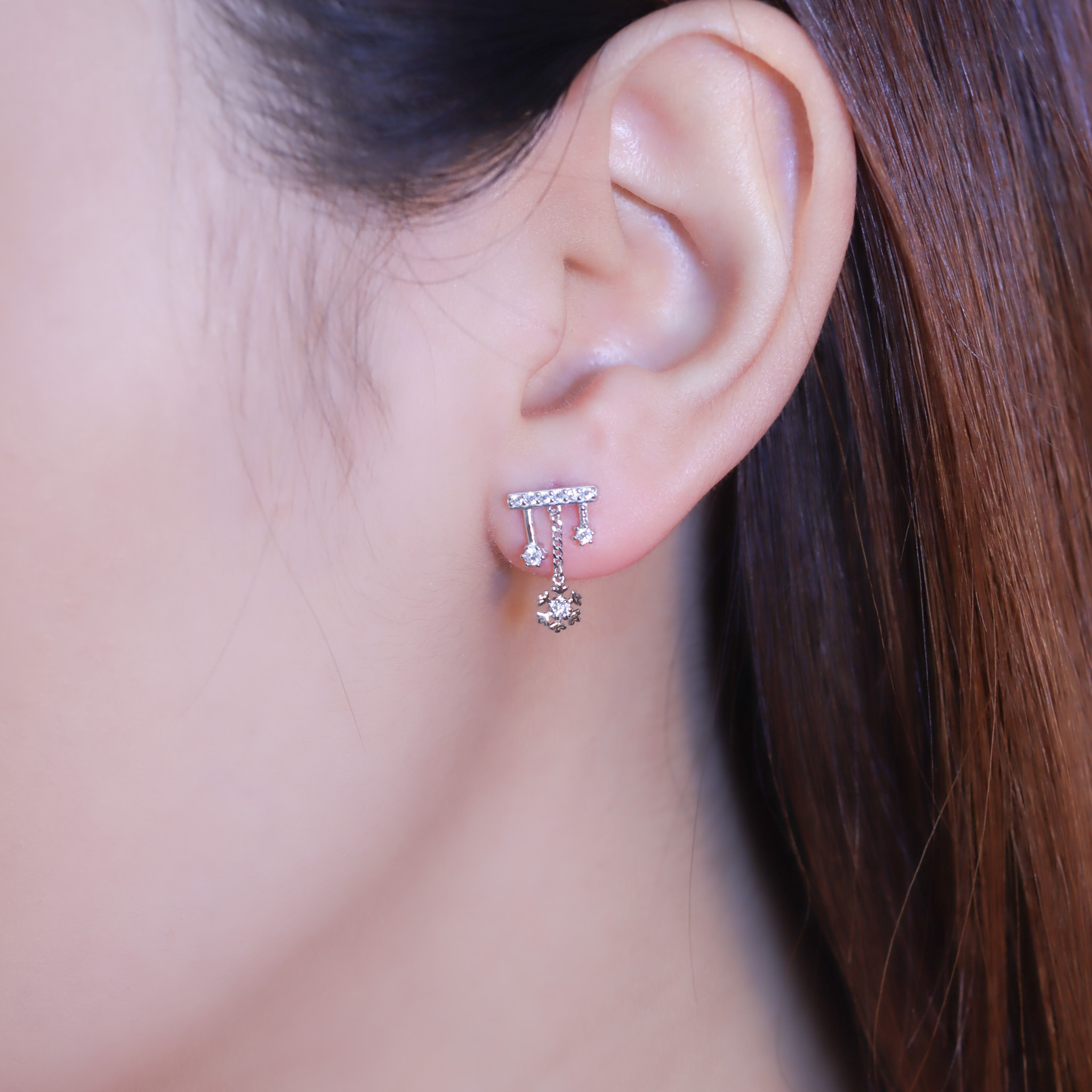 | 925純銀・白金 | 漫雪飄落時耳環 | EA0890 |