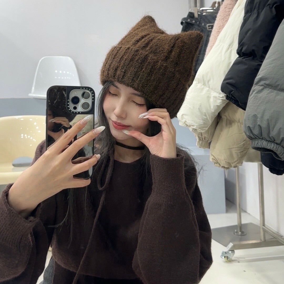 正韓四色可愛麻花紋毛帽