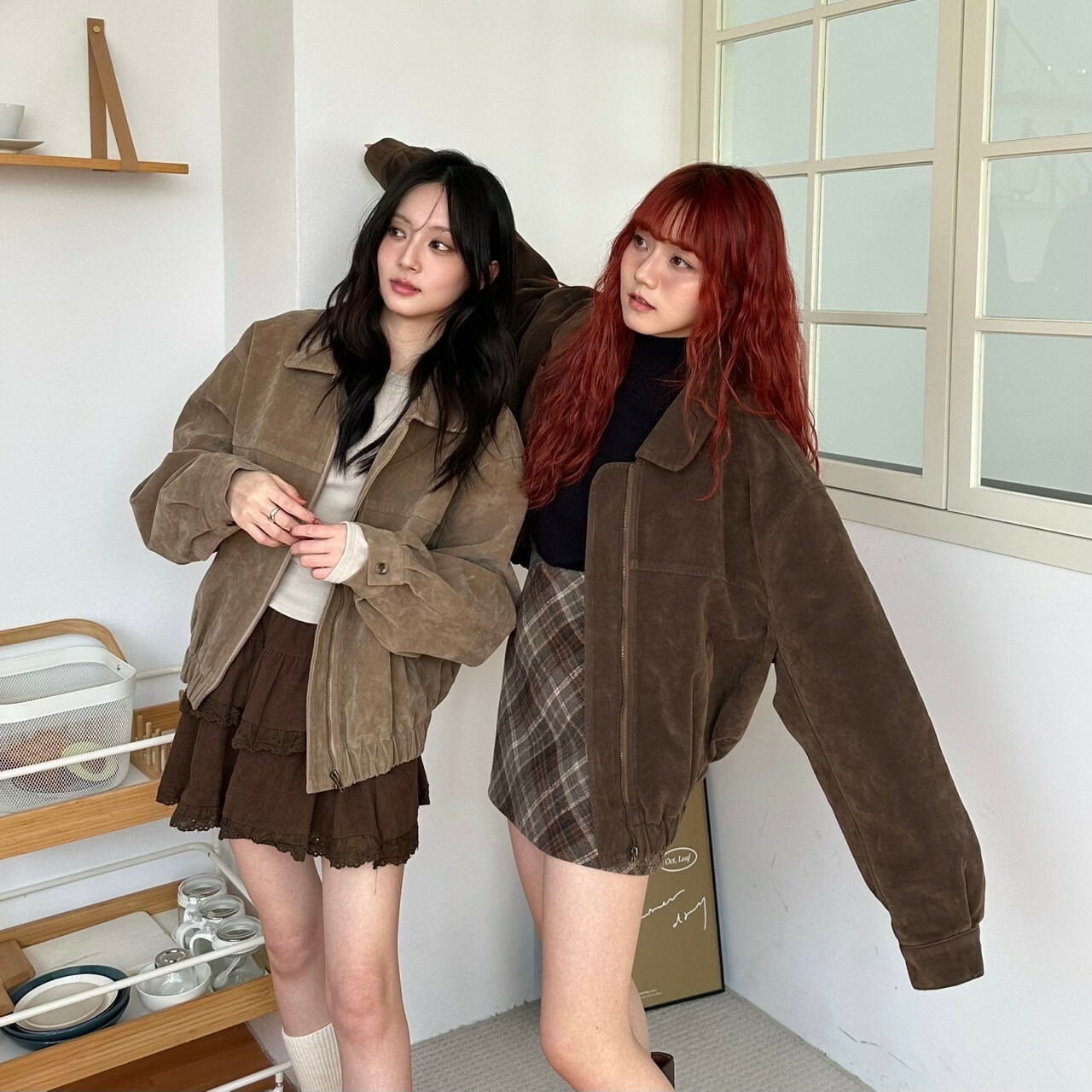 麂皮復古氛圍翻領外套