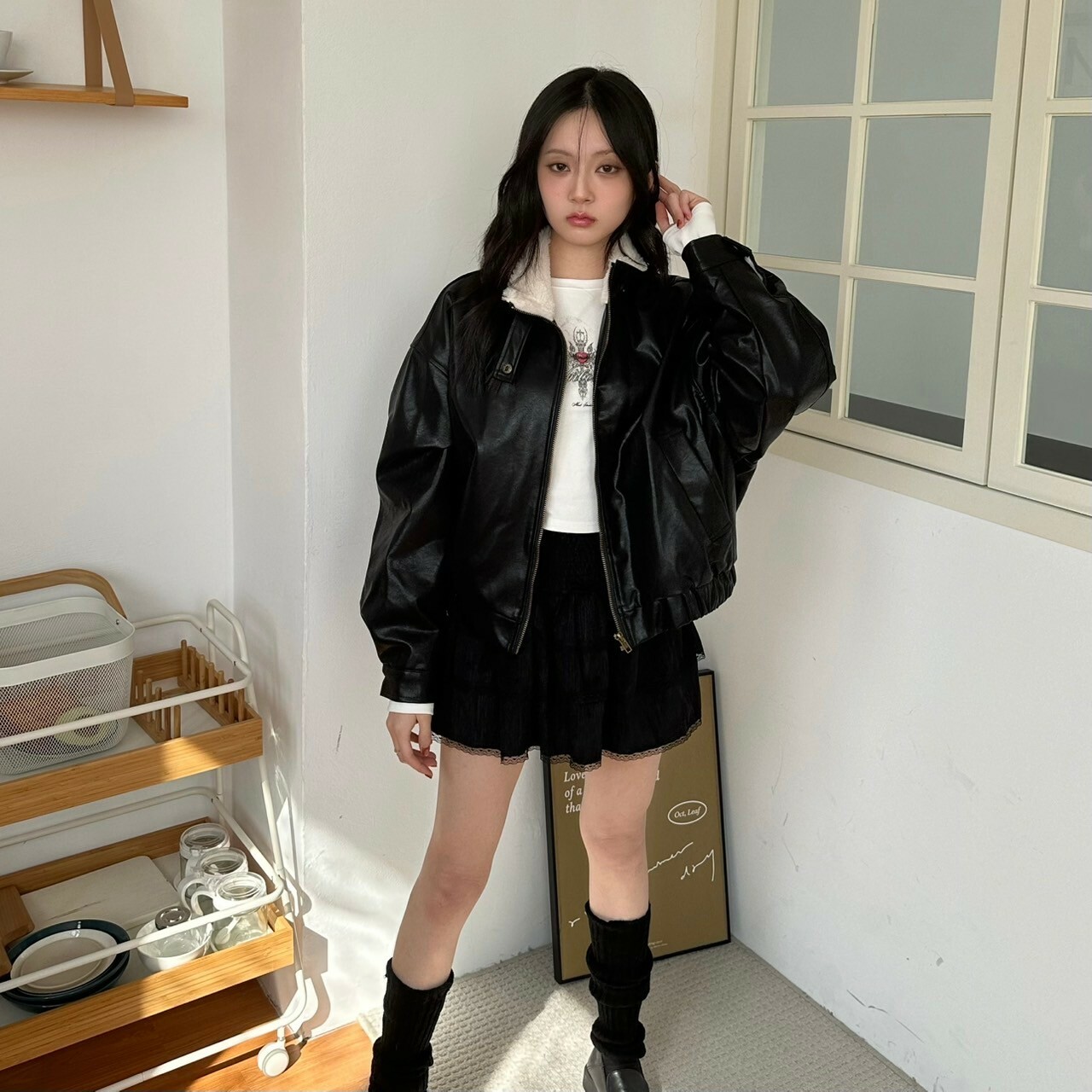 暖絨絨立領毛毛皮外套