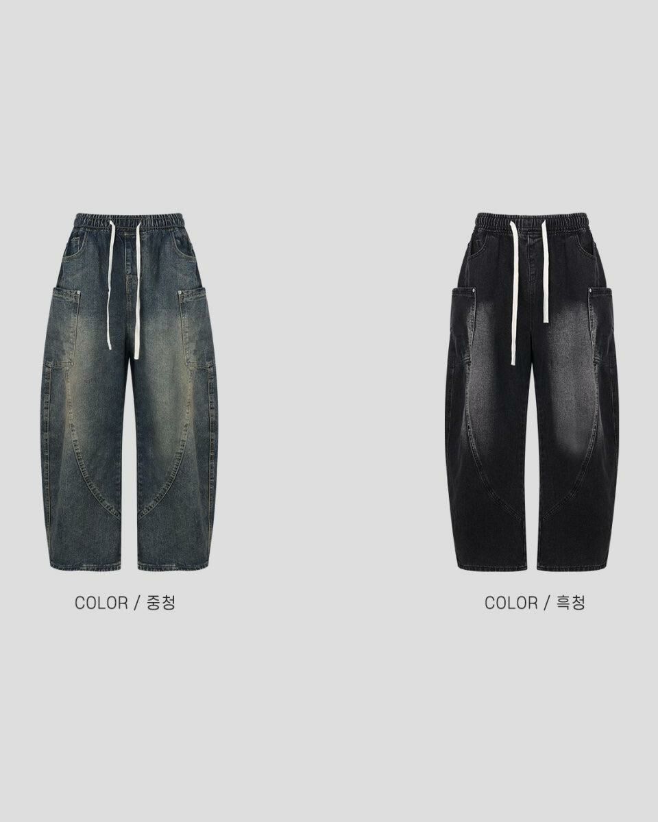 洗水工裝鬆身牛仔褲 TAC-0090J