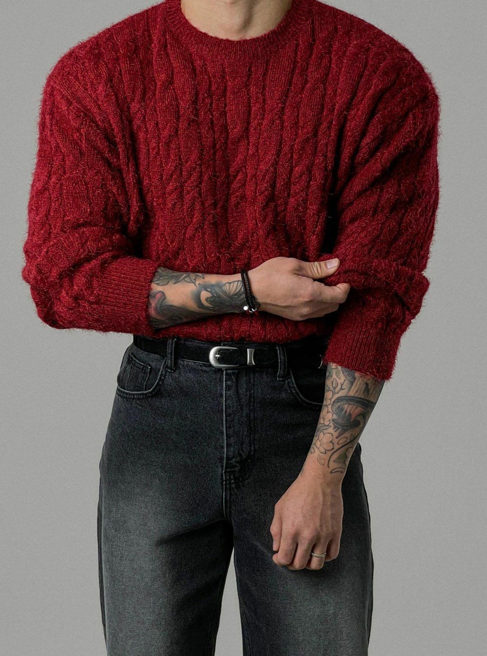 淨色圓領扭紋針織衫 TAC-0092T