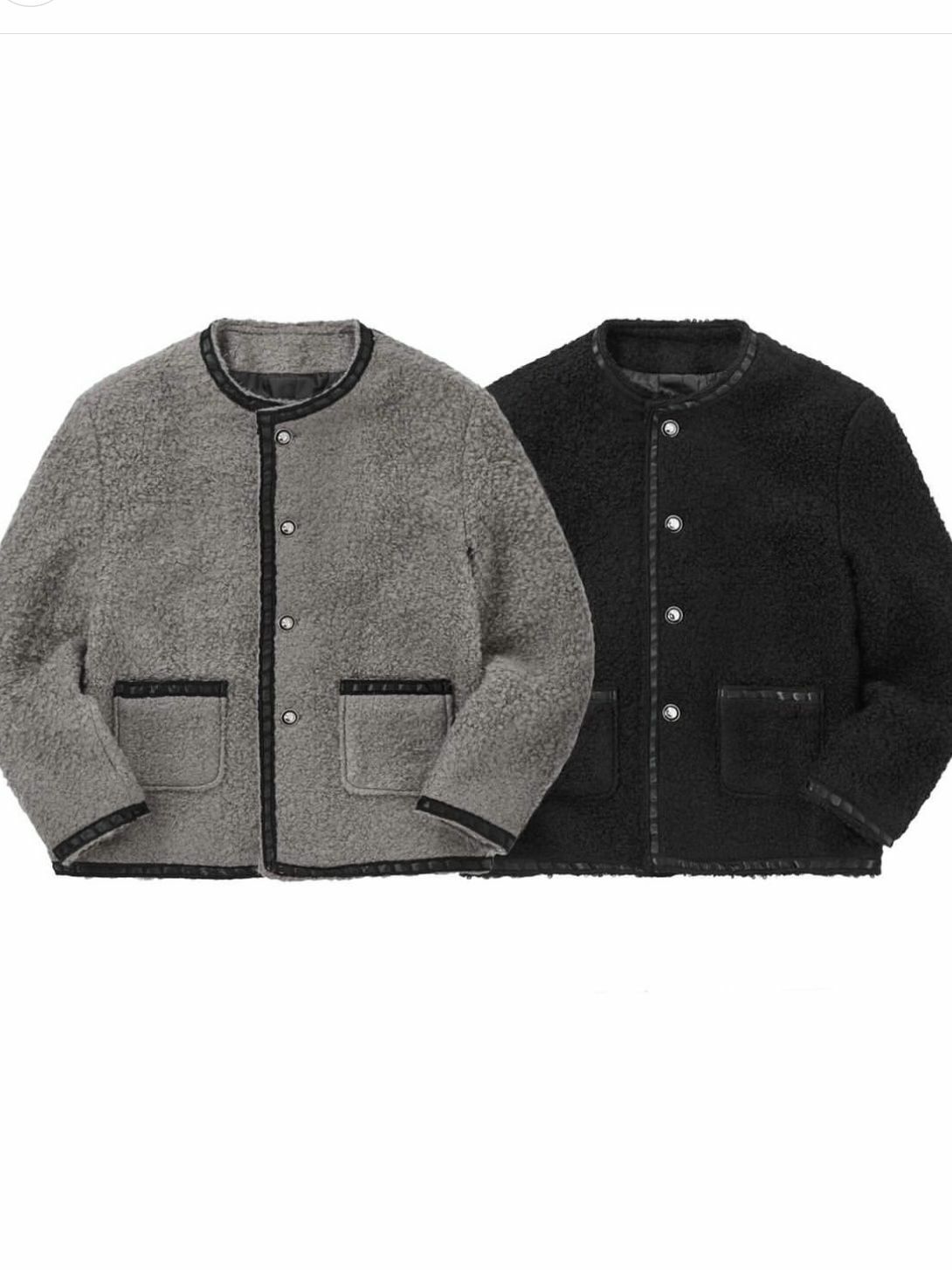 圓領毛毛粒開胸外套 TAC-0094JK