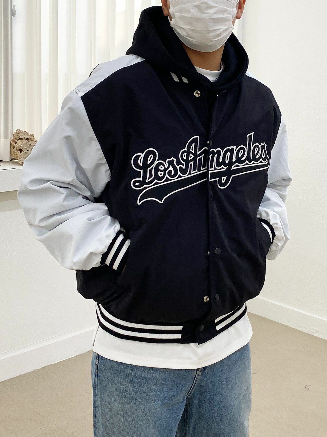 拼色英文字棒球褸 TAC-0098JK