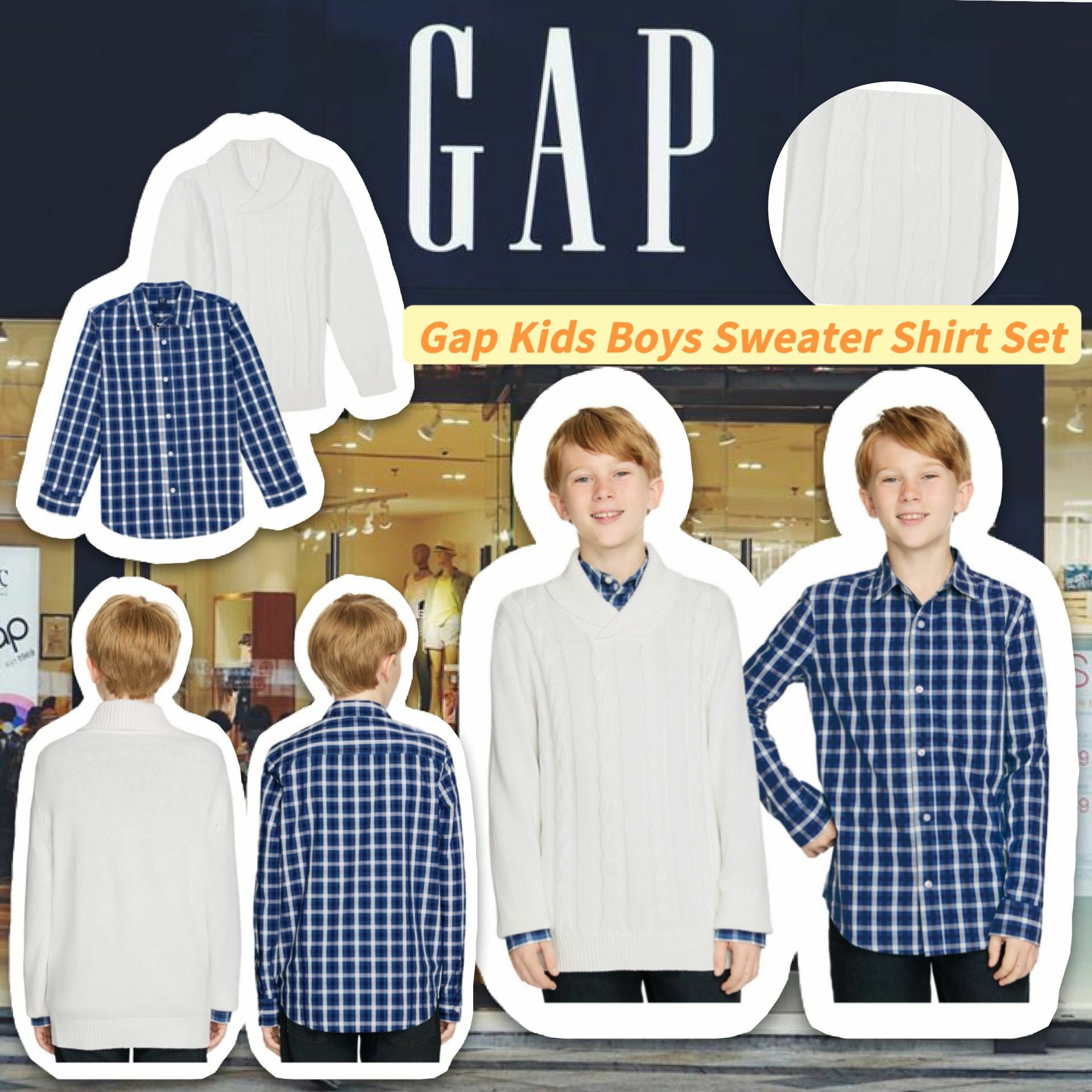 【預購】GAP G010314 男童毛衣襯衣套裝
