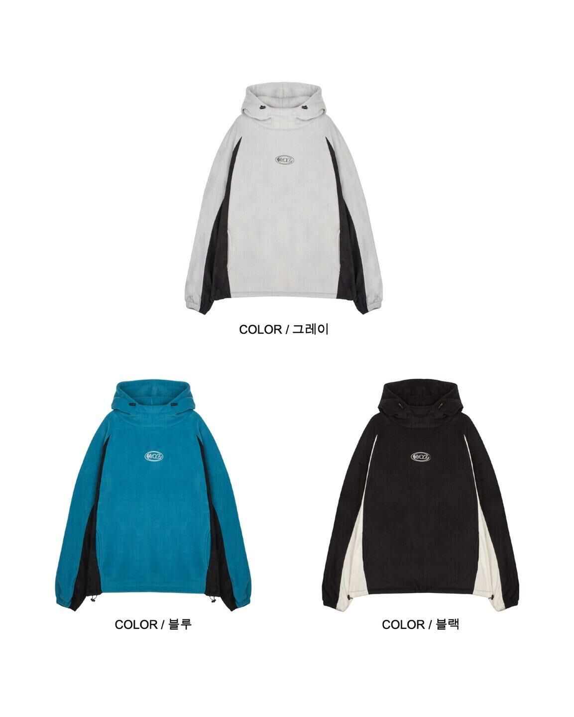 拼色英文字連帽毛毛衛衣 MEMENTO-028T