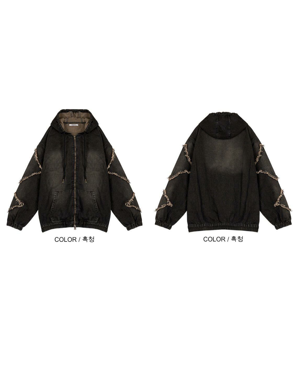 洗水連帽拉鍊牛仔外套 MEMENTO-029JK