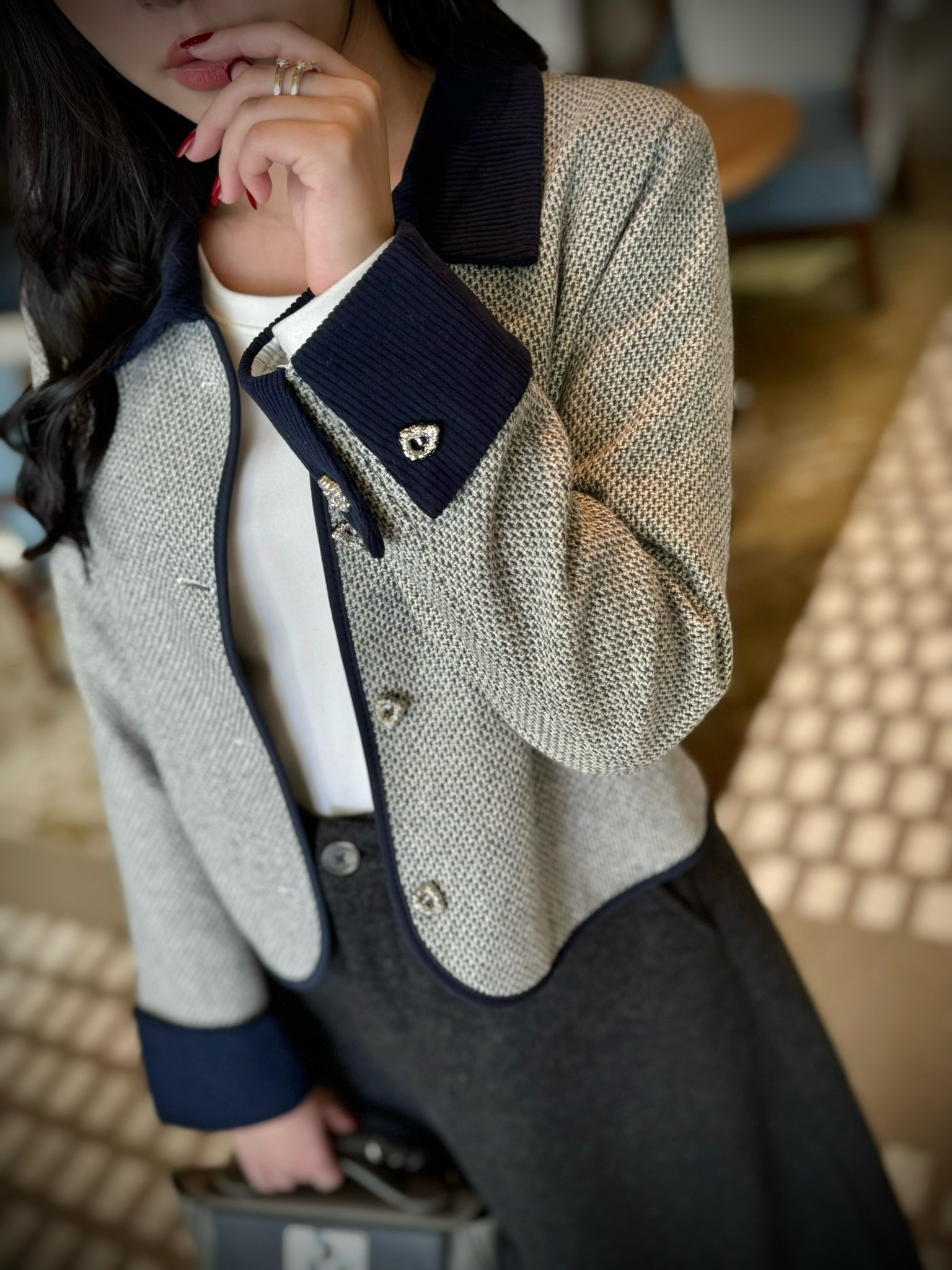 Corduroy Trimmed Cropped Jacket_JK251L11