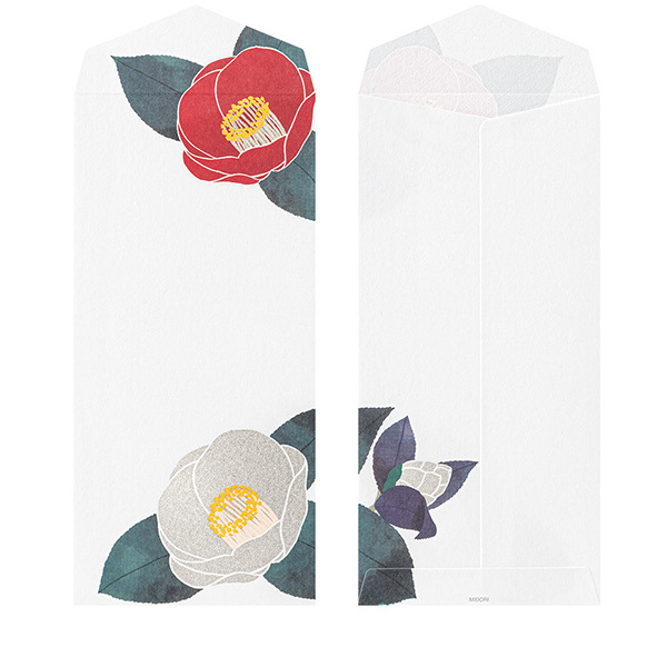 紅白山茶 絹印信封 JAPANWORKS日本名藝｜日本MIDORI