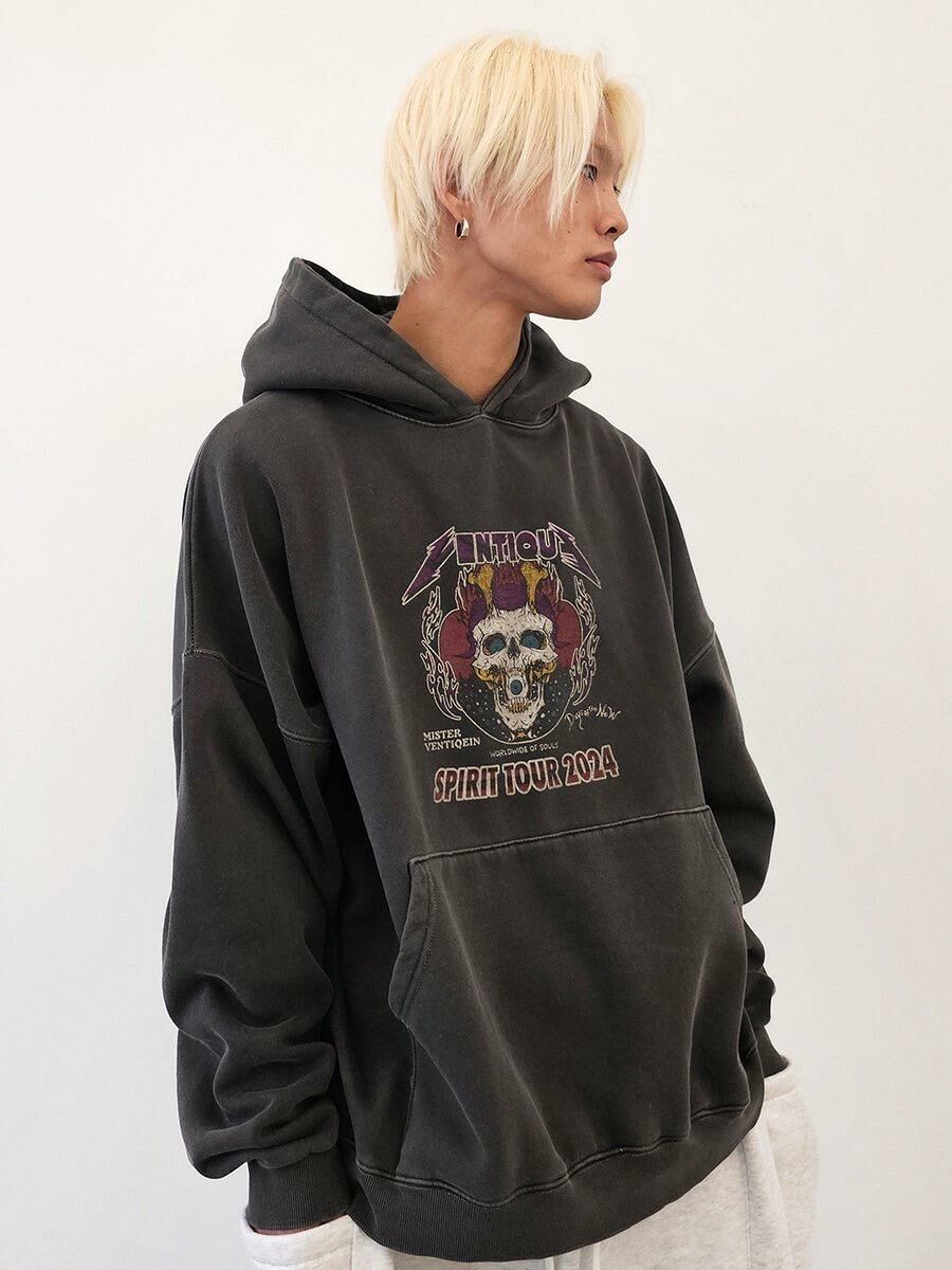 洗水英文字圖案連帽衛衣 VENTIQUE-037T